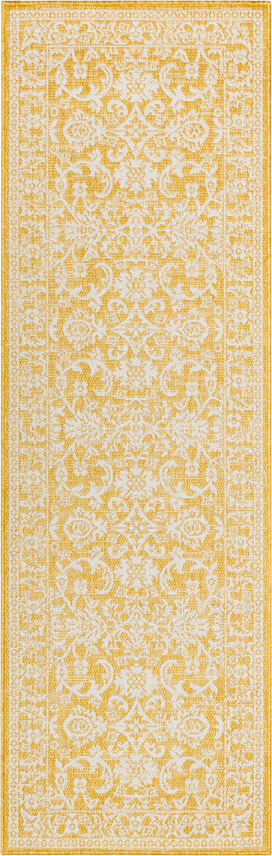 Delphi orientalischer persischer Innen-/Au&szlig;en-Teppich aus gelbem Flachgewebe