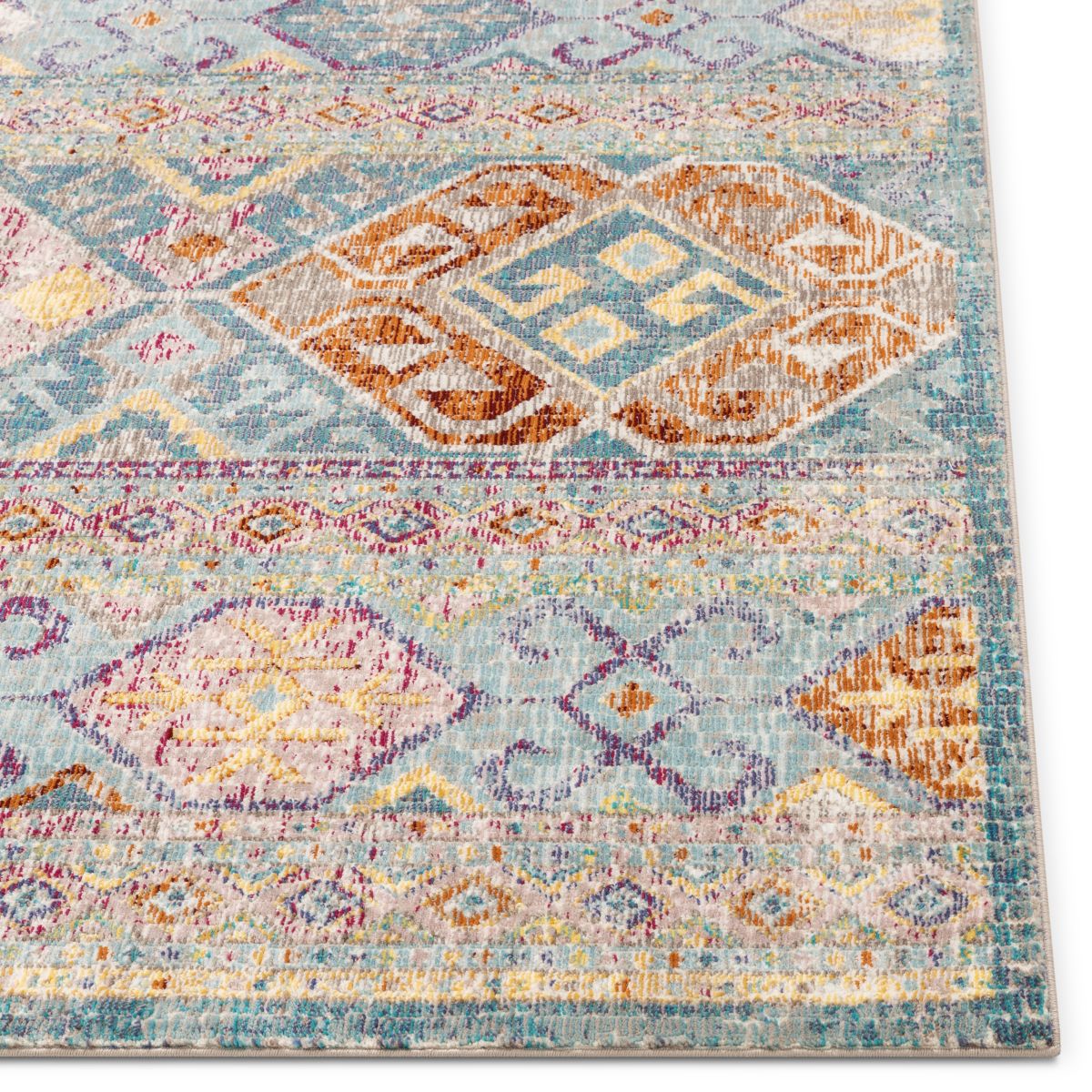 Eden Blue Vintage-Mosaik-Pastellteppich