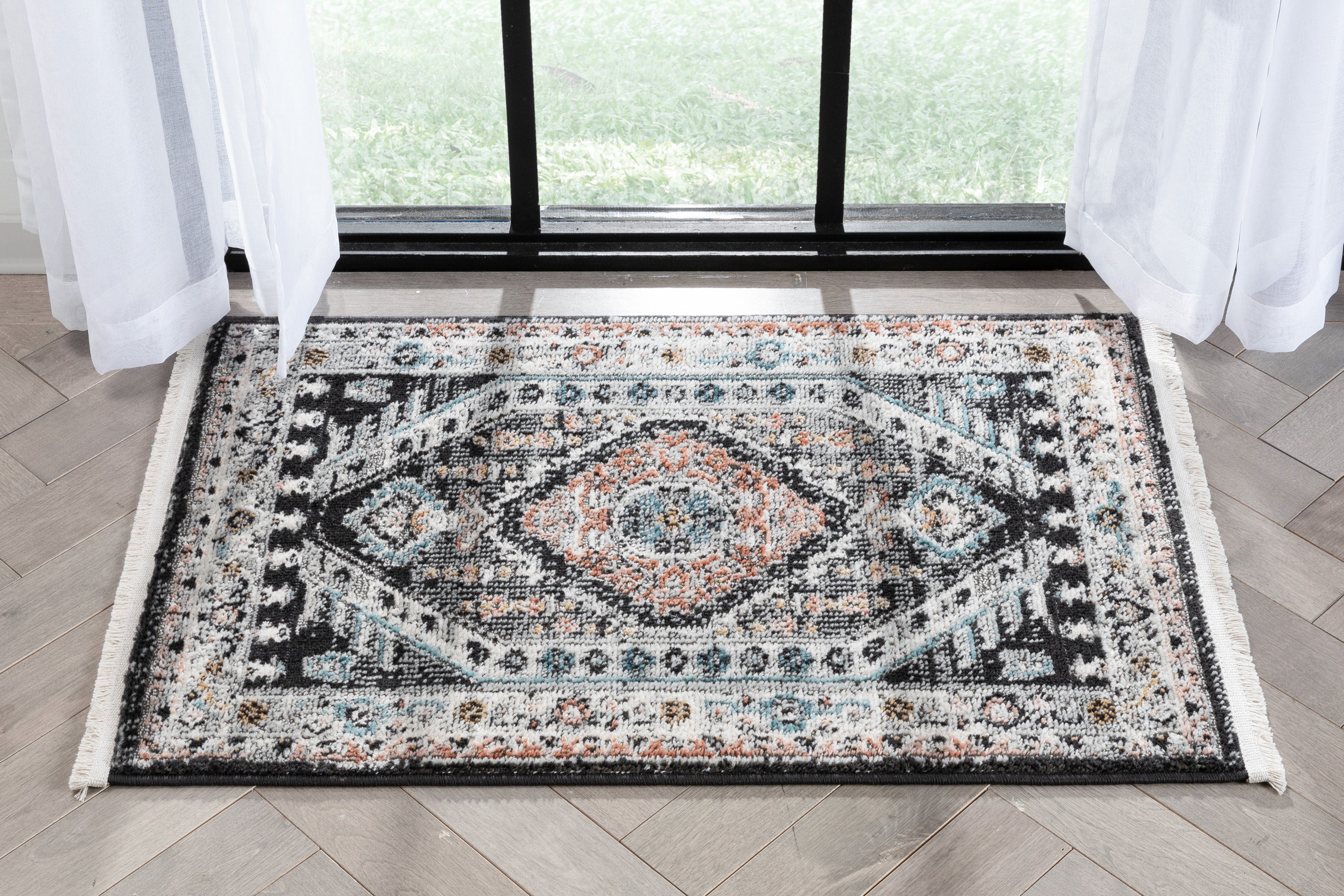 Julita Vintage Bohemian Aztec Tribal Schwarzer Teppich