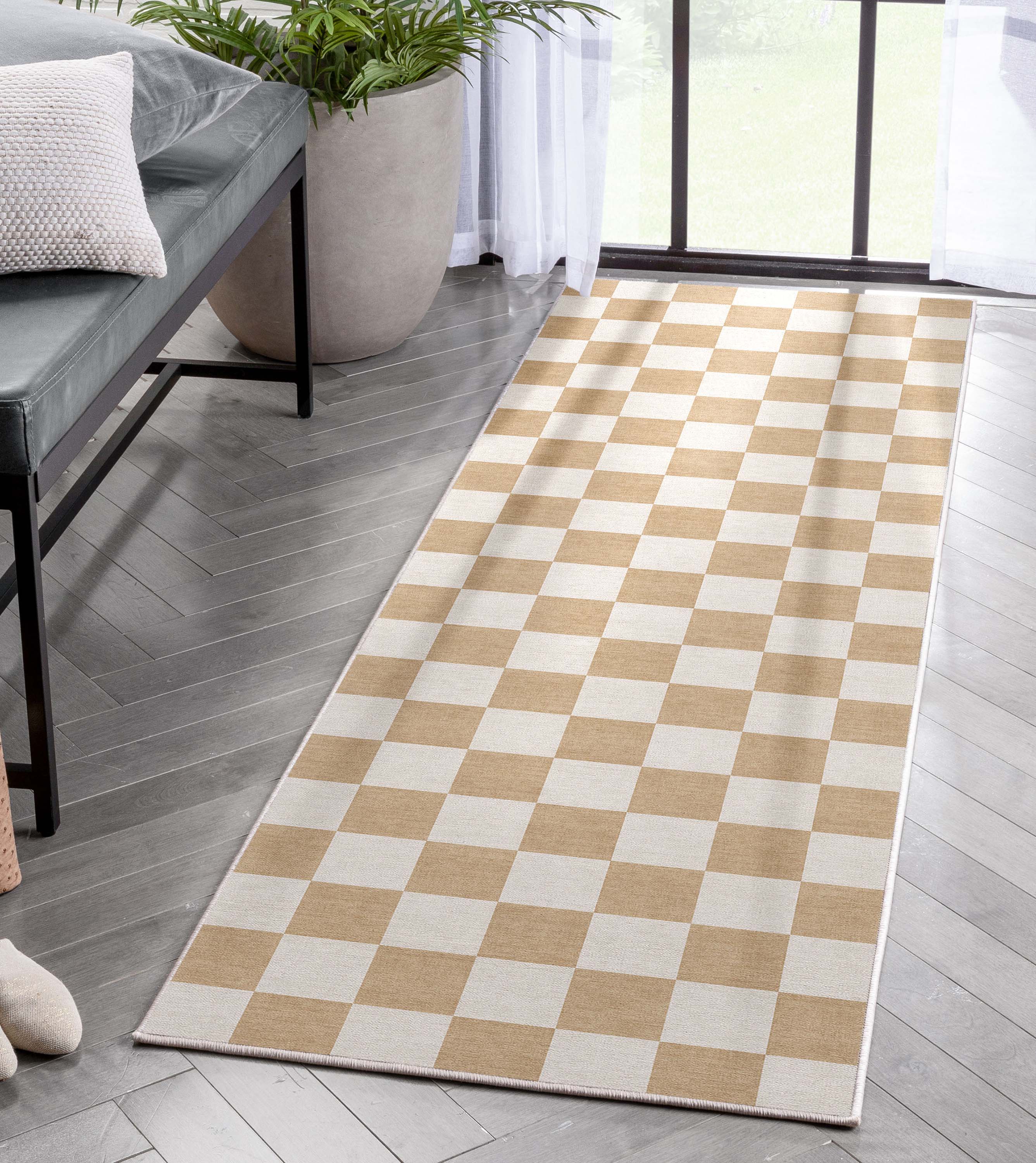 Quadratischer Flachgewebe-Teppich mit modernen geometrischen Boxen