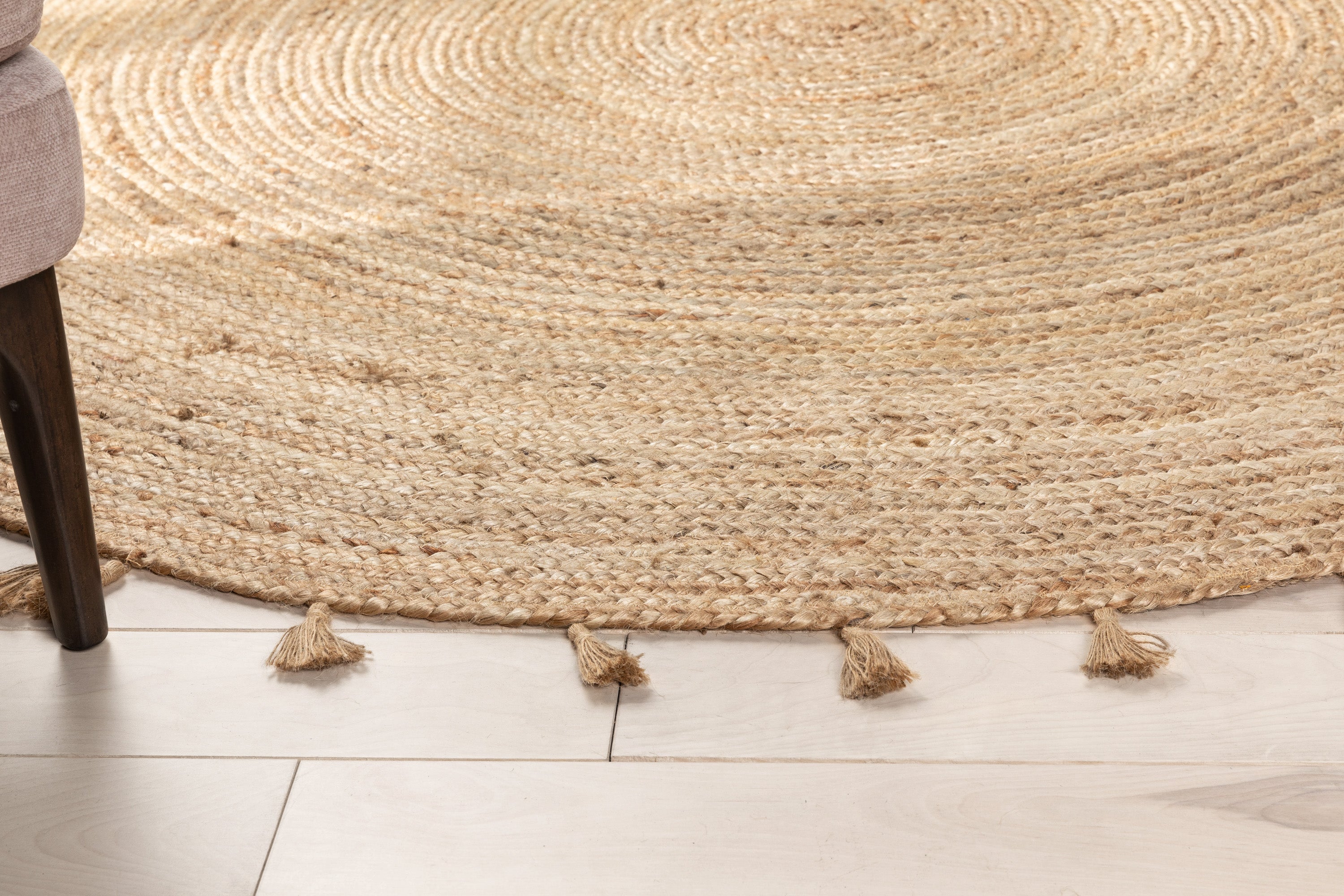 Philomena B&ouml;hmischer handgeflochtener Jute-Teppich mit nat&uuml;rlicher Struktur