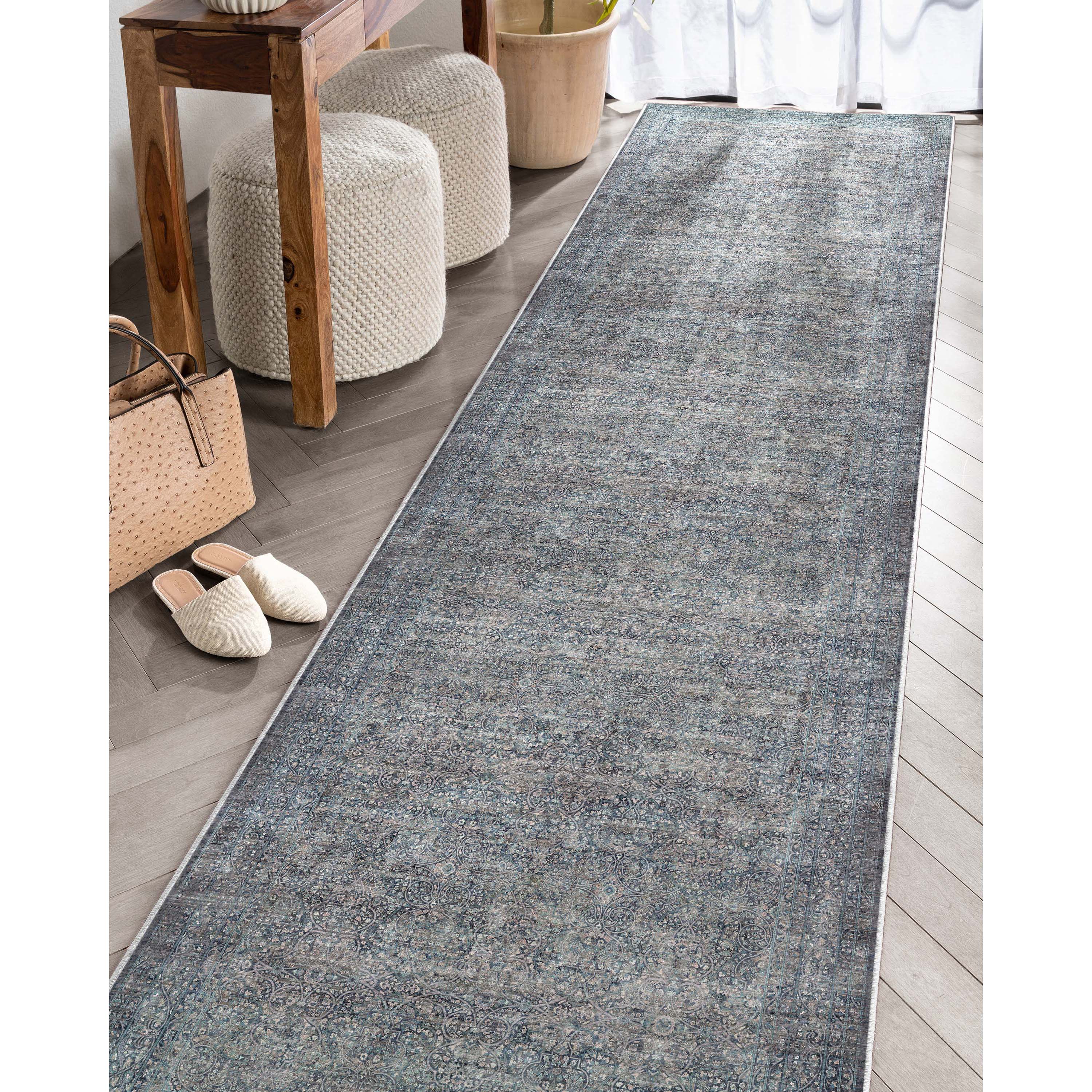 Juliette Vintage persischer orientalischer Flachgewebe-Teppich in Blau