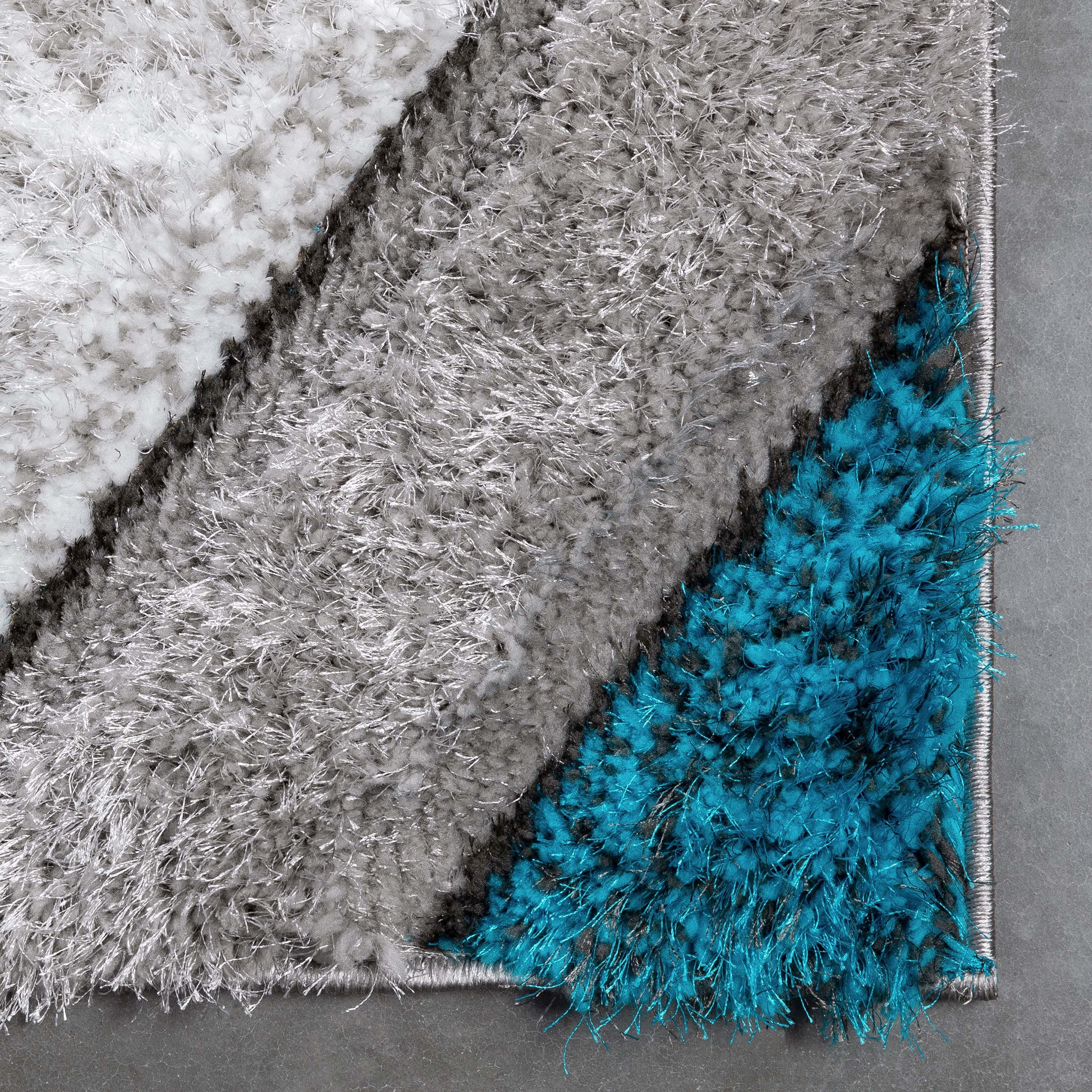 Malibu Blauer moderner 3D-strukturierter Shag-Teppich