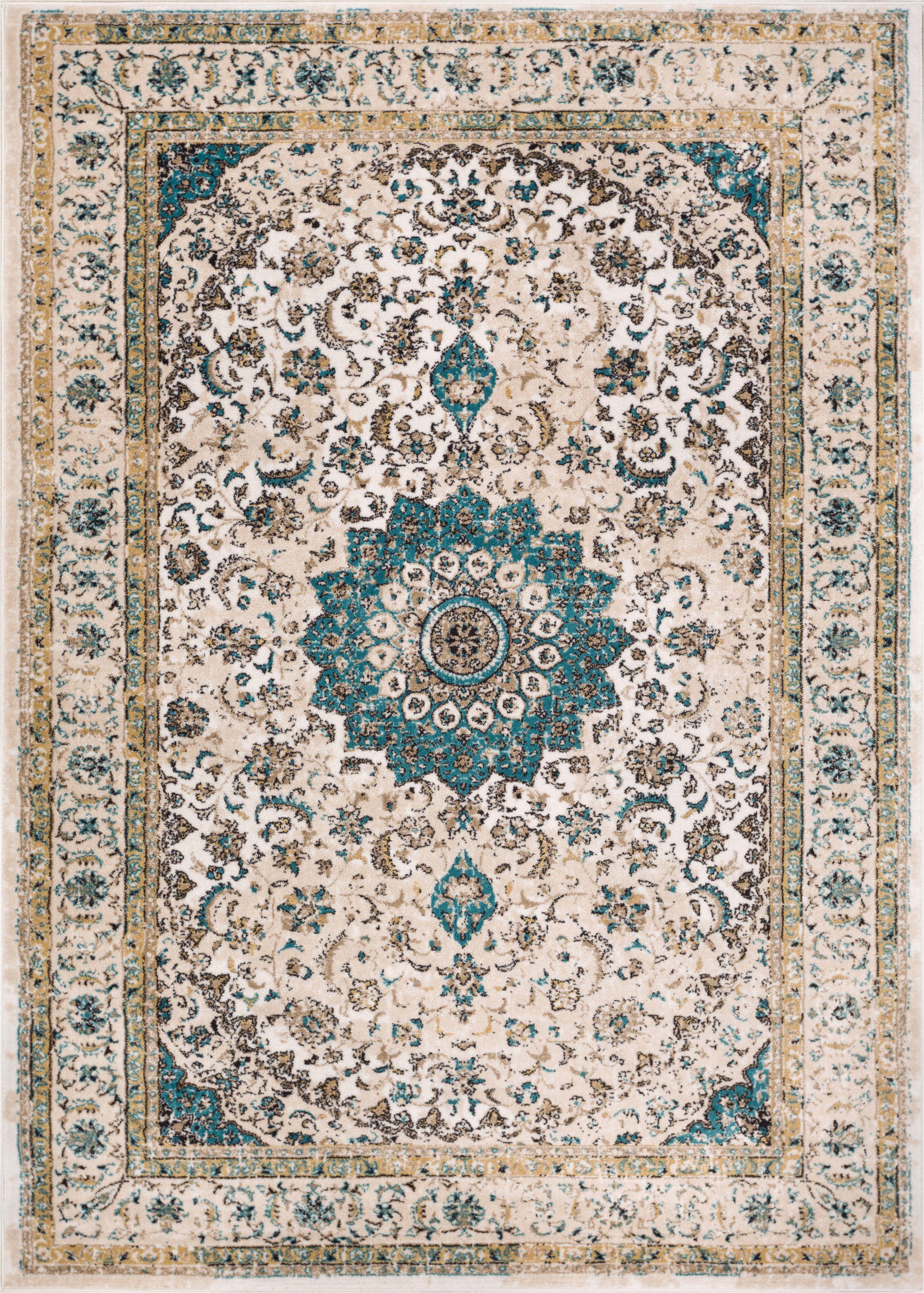 Mahal Beige Vintage-Medaillon-Teppich