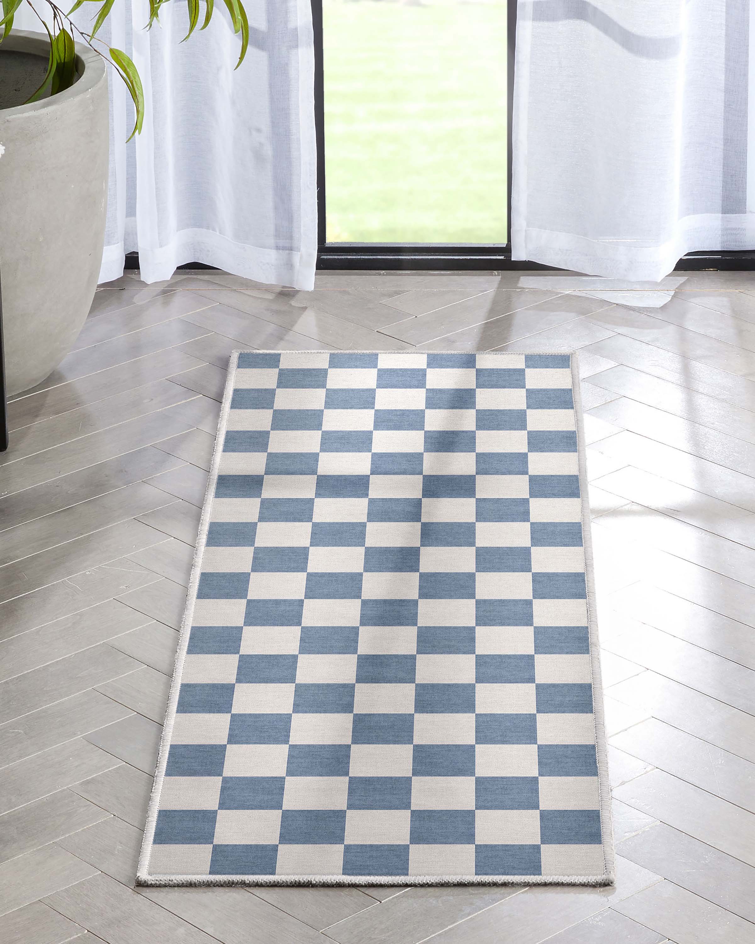 Quadratischer Flachgewebe-Teppich mit modernen geometrischen Boxen