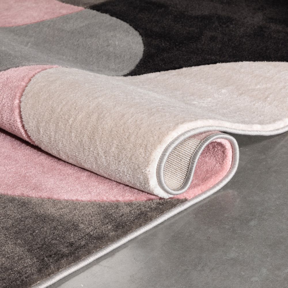 Helena Blush Pink Mid-Century Modern Abstrakter geometrischer 3D-Strukturteppich