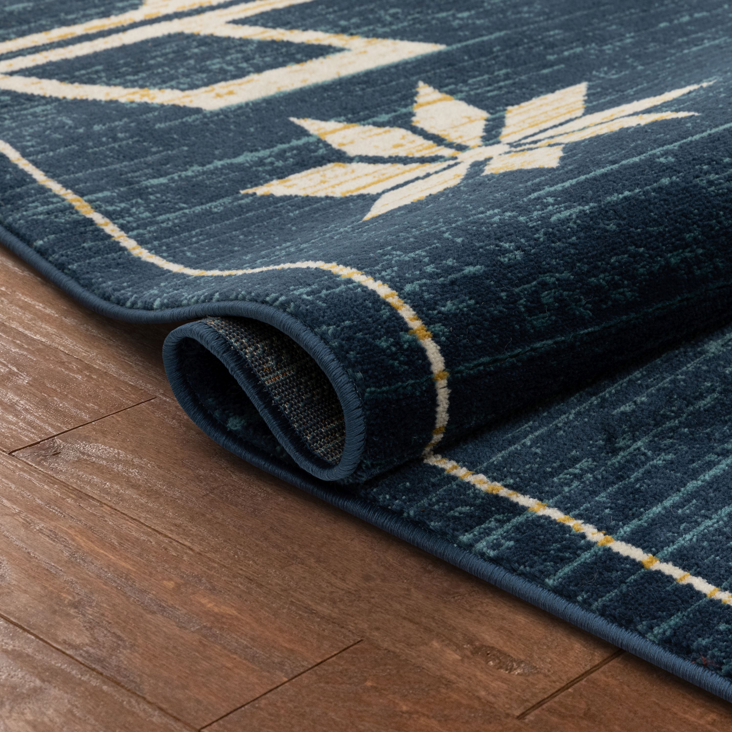 Canton Southwestern Tribal Bohemian Blauer Teppich