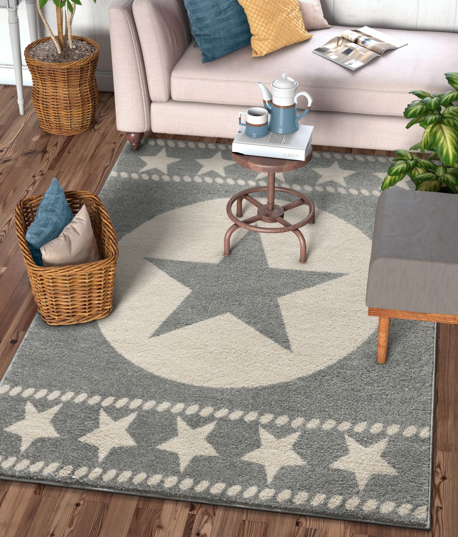 Moderner Neuheitsteppich in Sparrow-Grau