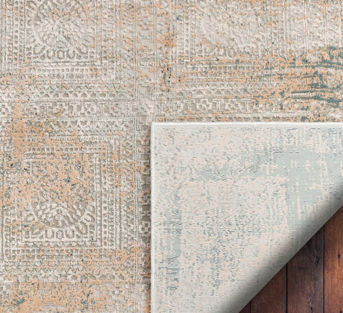 Marius Gold Vintage persischer Mosaik-Hoch-Tief-Teppich