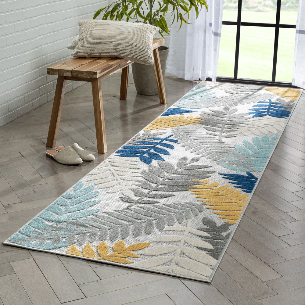 Mariah Grey Tropical Indoor Outdoor Teppich