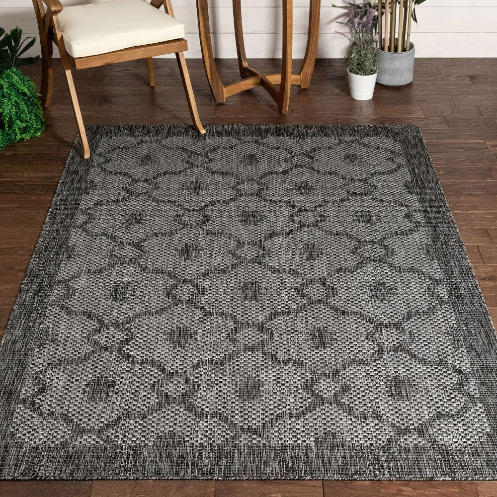 Sol Lattice Trellis Indoor Outdoor Grauer Flachgewebe-Teppich
