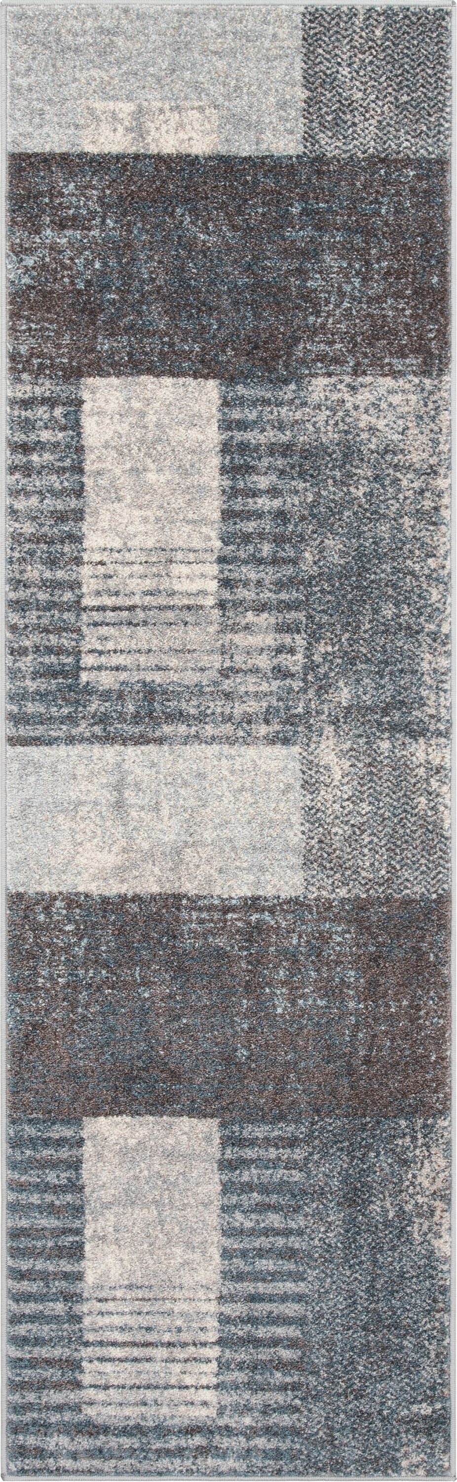 Geometrischer Teppich Laken in Used-Optik in Grau