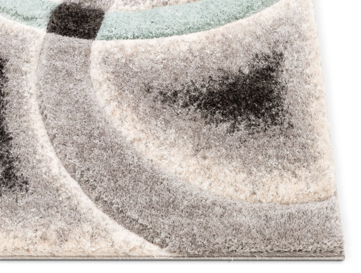 Oahu Blue Moderner geometrischer 3D-strukturierter Shag-Teppich