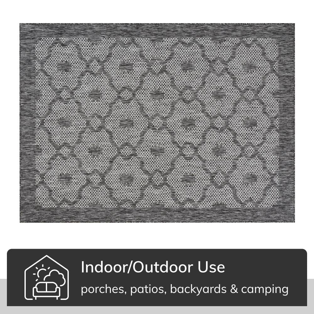 Sol Lattice Trellis Indoor Outdoor Grauer Flachgewebe-Teppich
