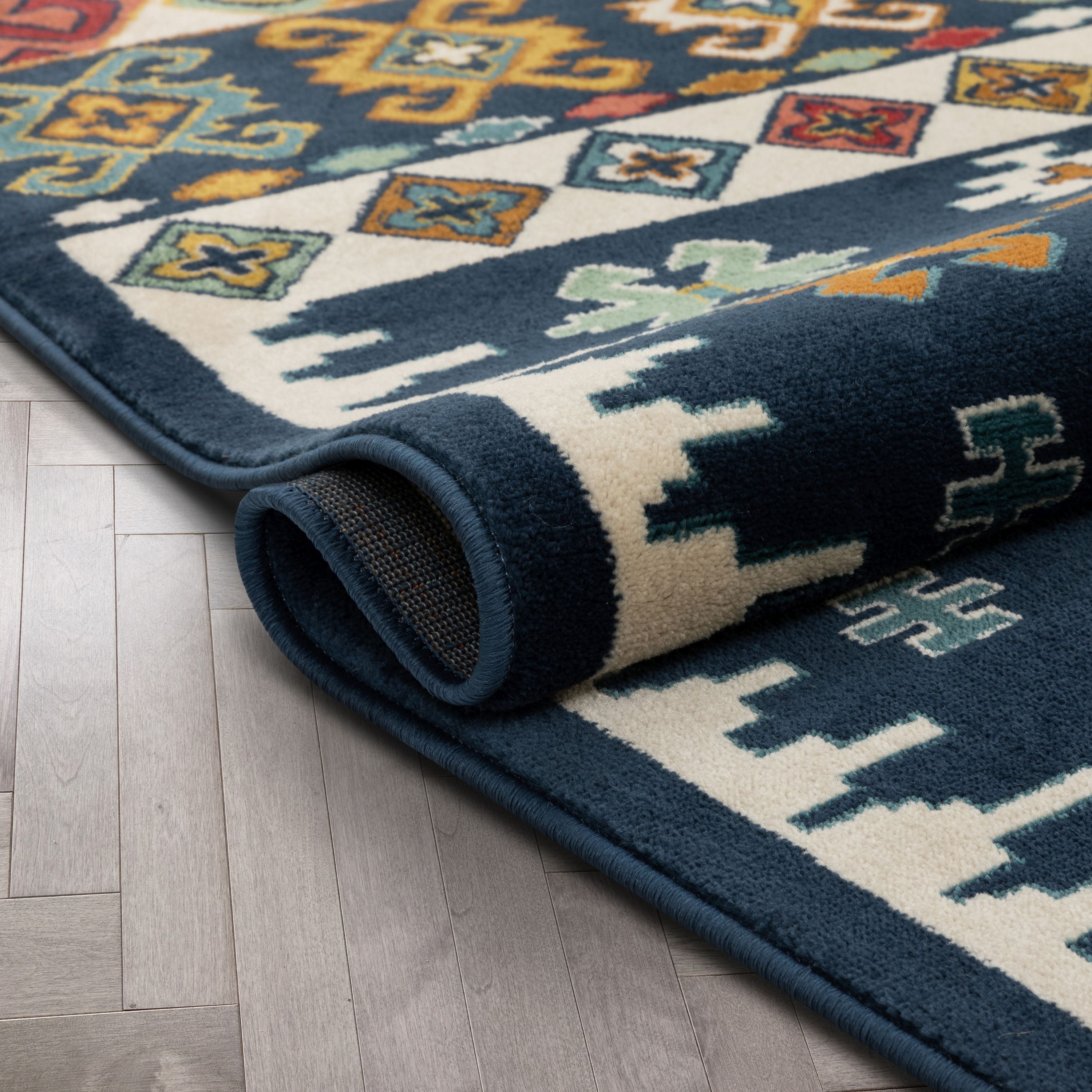 Ravia Southwestern Tribal Azteken-Teppich in b&ouml;hmischem Blau
