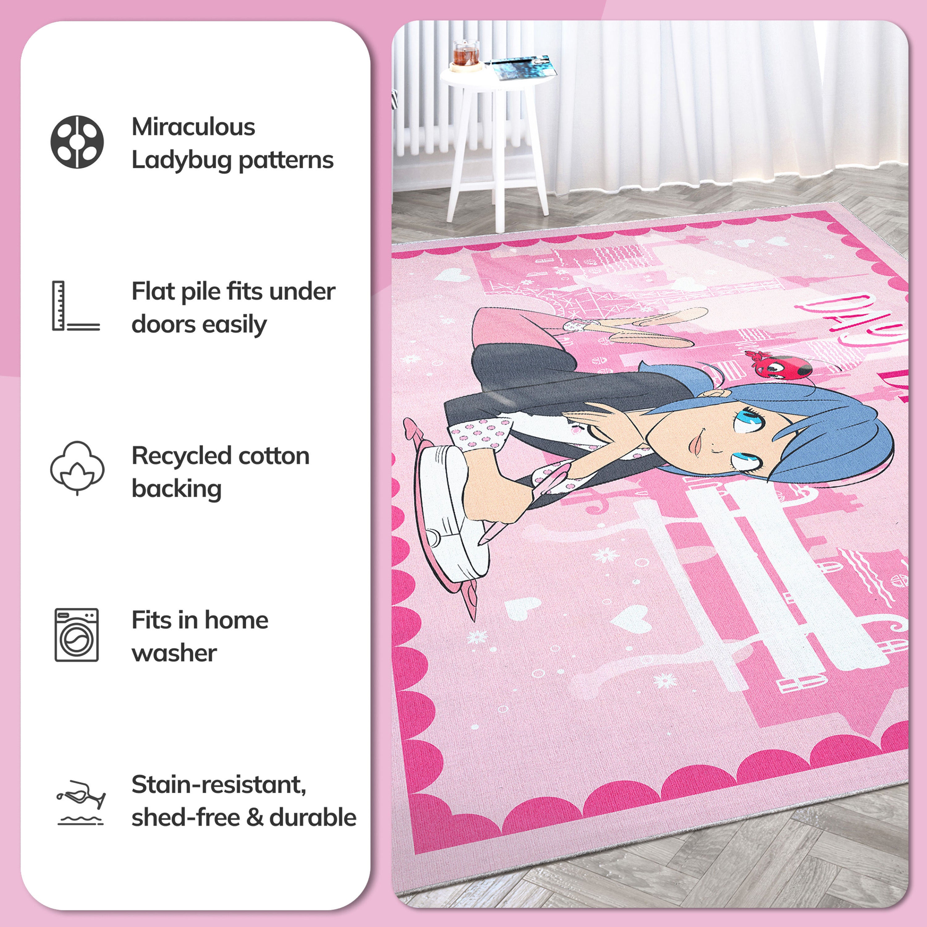Miraculous Ladybug Day Dreamer Teppich in Rosa