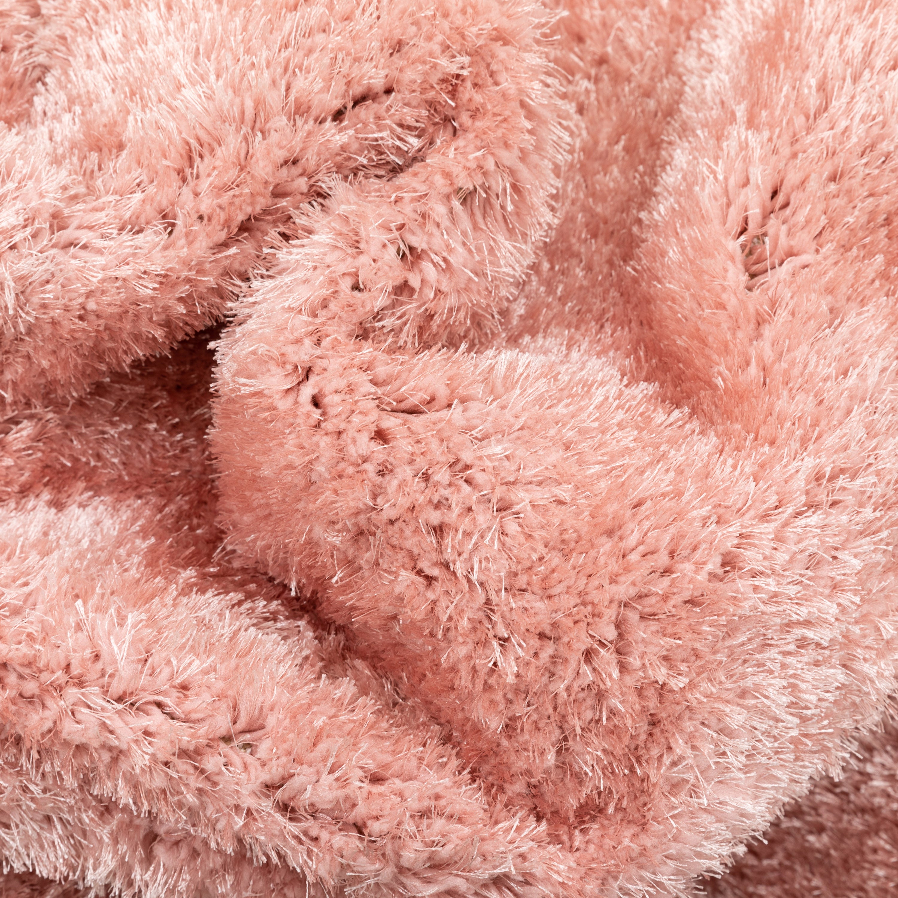 Chroma Glam Solider, ultraweicher Shag-Teppich in Hellrosa mit mehreren Texturen und schimmerndem Flor