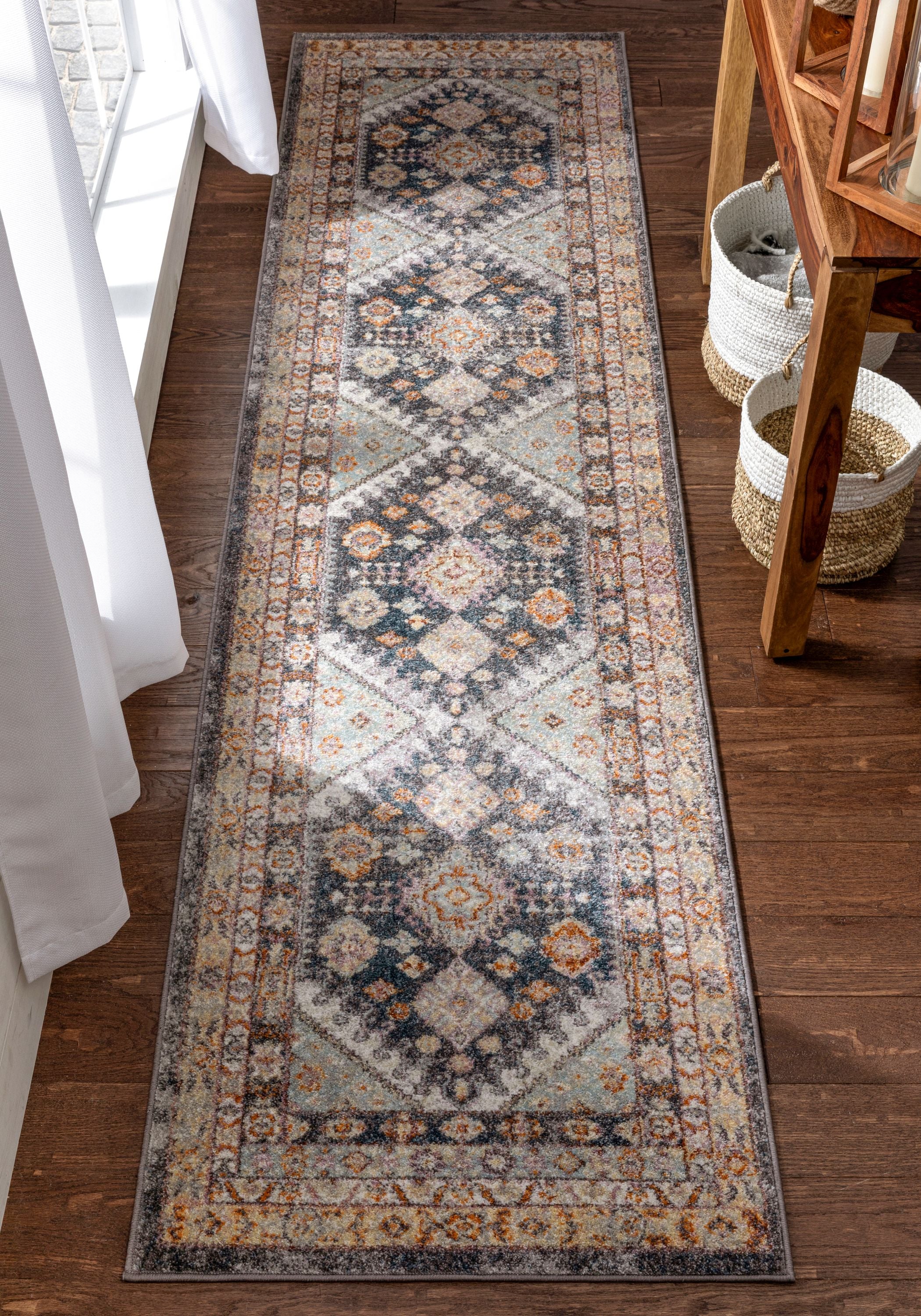Virden Bohemian Eclectic Tribal Aztec Blue Teppich