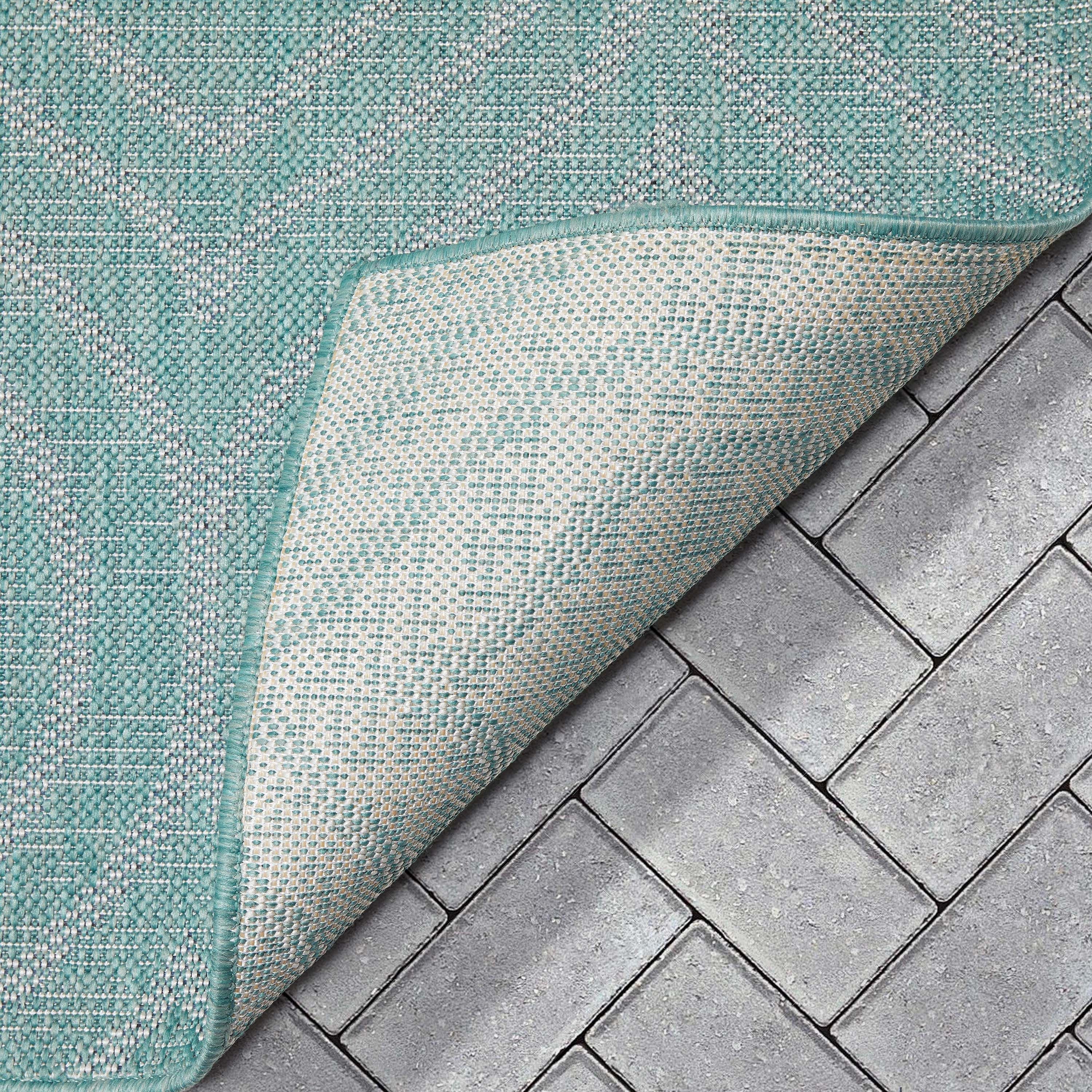 Ludo Lattice Trellis Blauer strukturierter Teppich f&uuml;r drinnen und drau&szlig;en