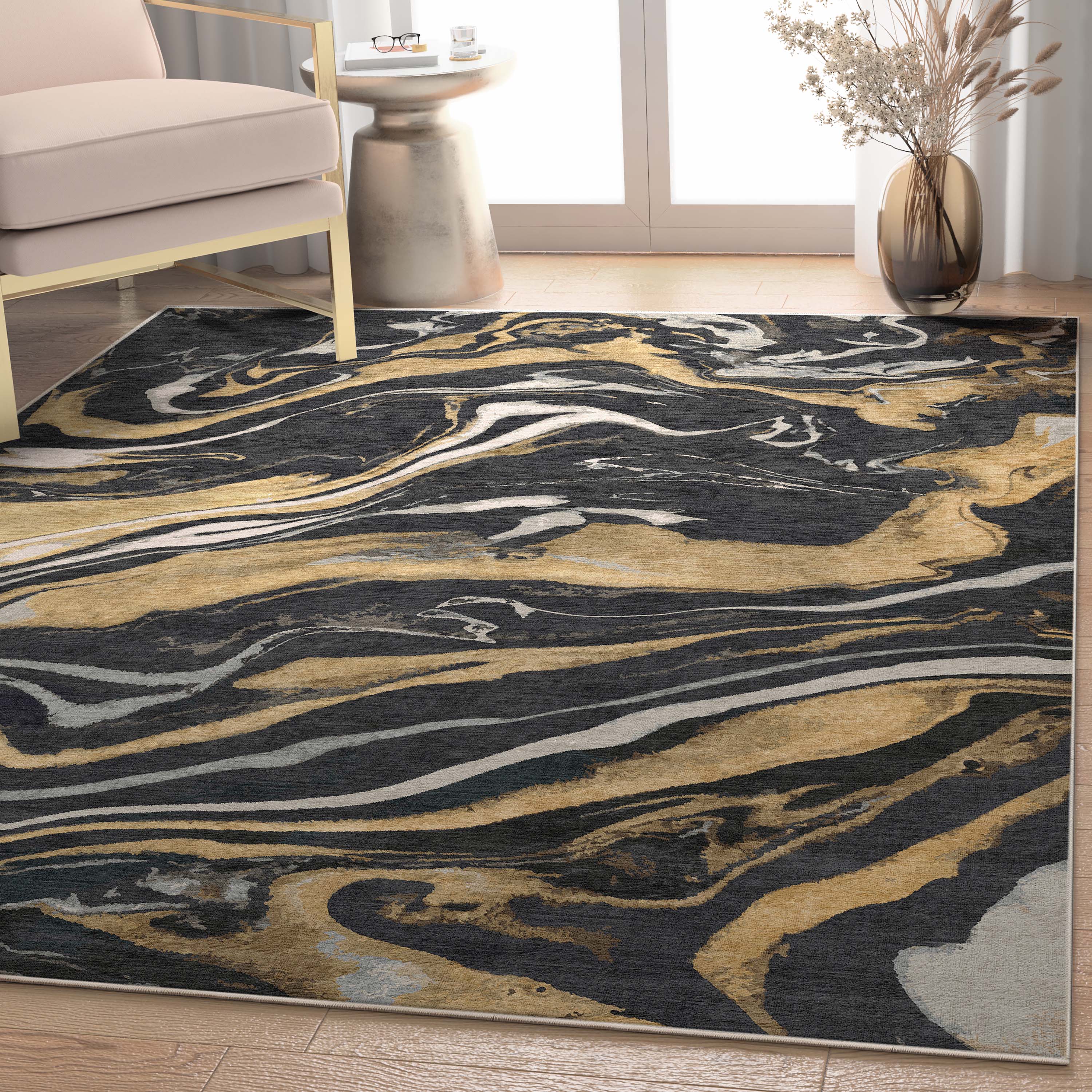 Dunes-Teppich aus abstraktem Marmor-Flachgewebe