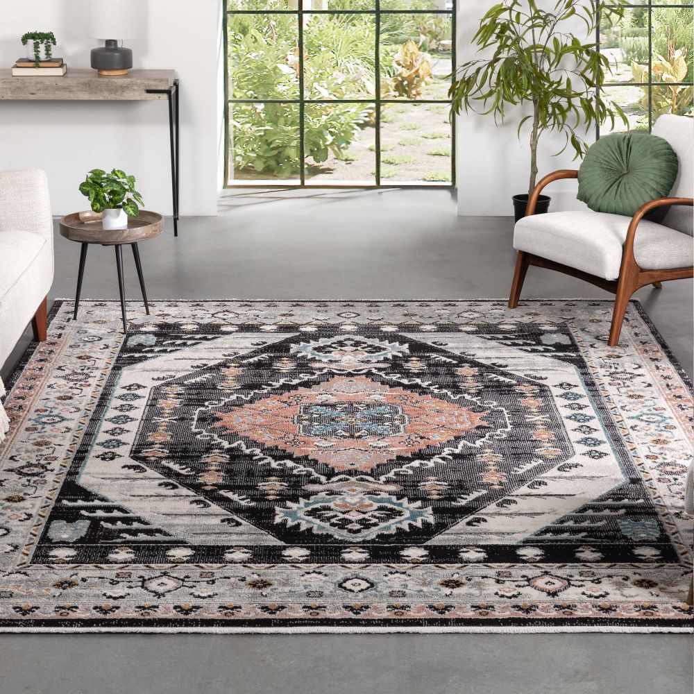 Julita Vintage Bohemian Aztec Tribal Schwarzer Teppich