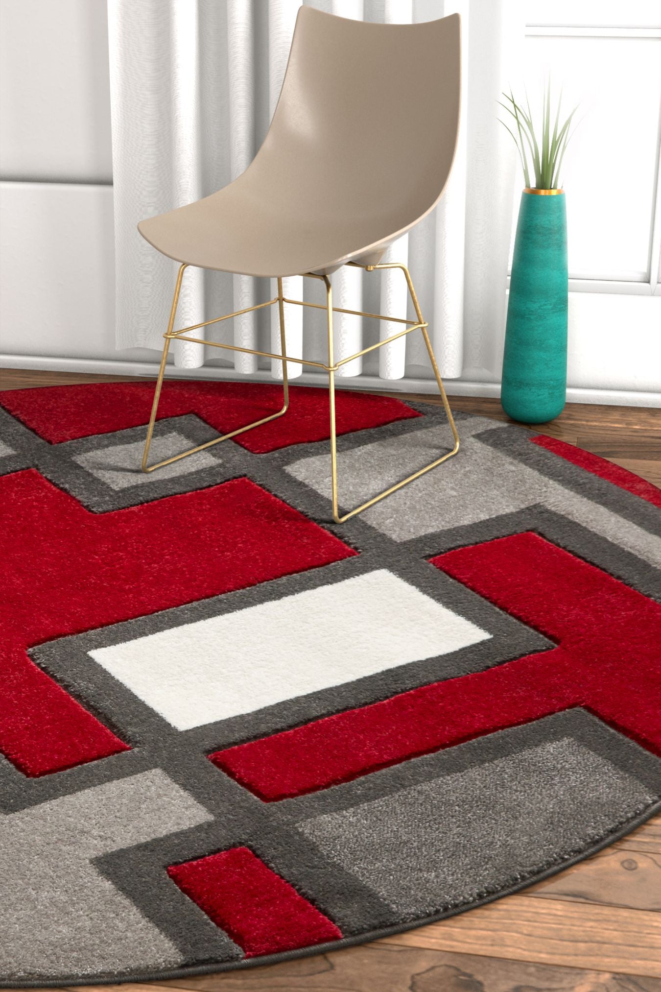 Roter moderner Teppich Imagination Squares