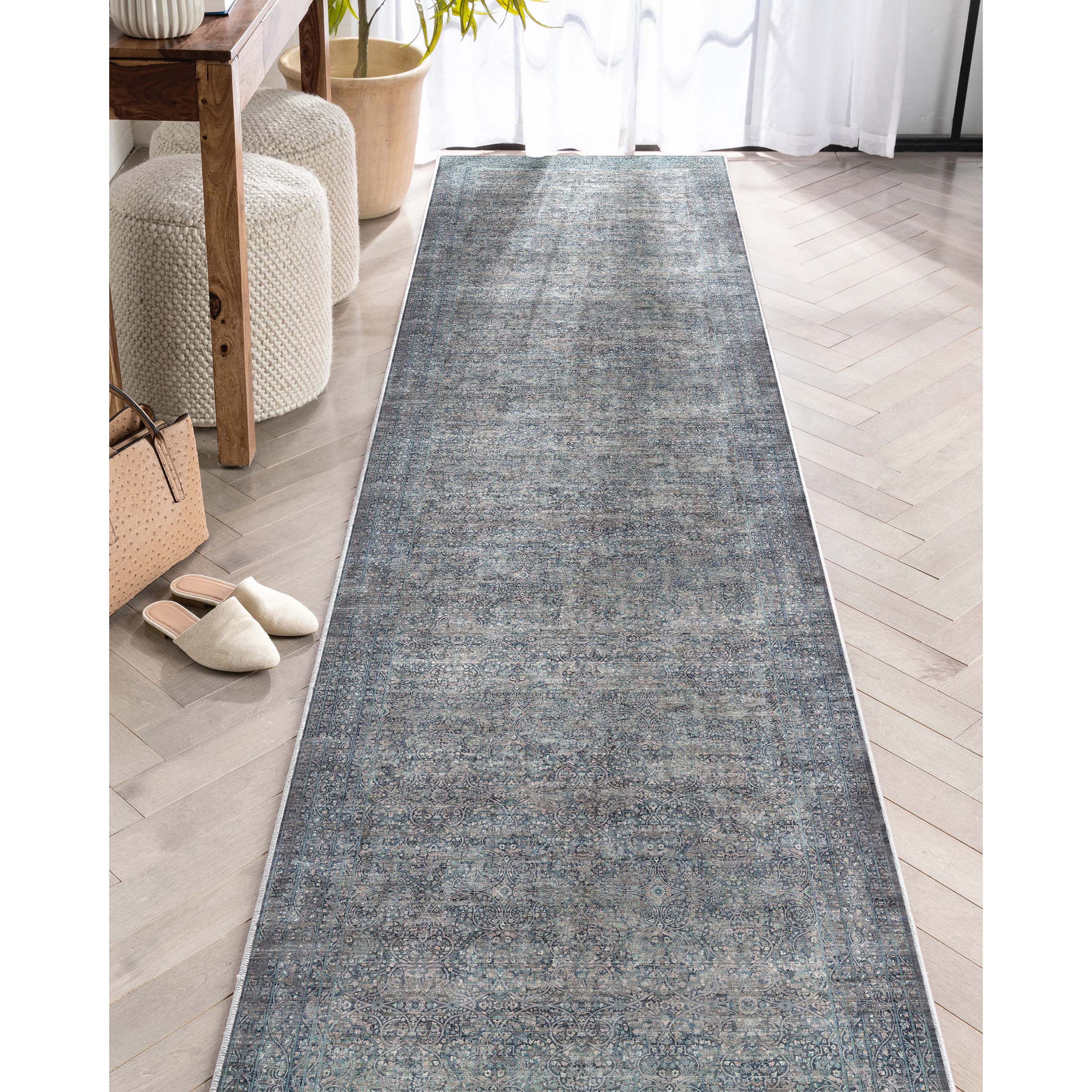 Juliette Vintage persischer orientalischer Flachgewebe-Teppich in Blau