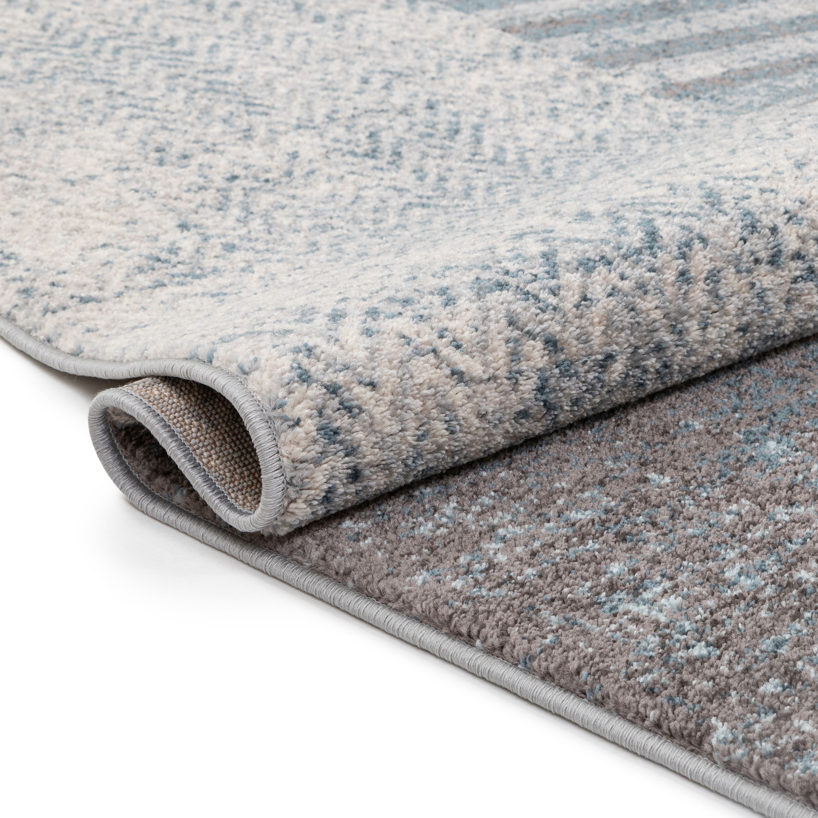 Geometrischer Teppich Laken in Used-Optik in Grau