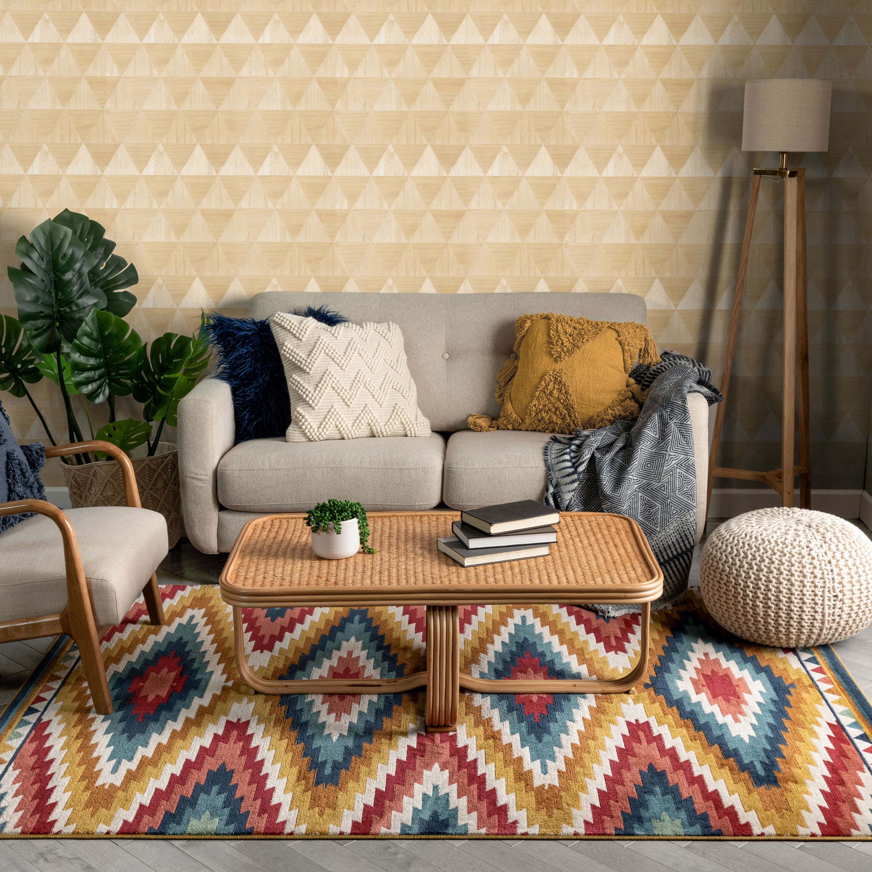 Mia Southwestern Tribal Azteken-Bohemian-Teppich in Blau