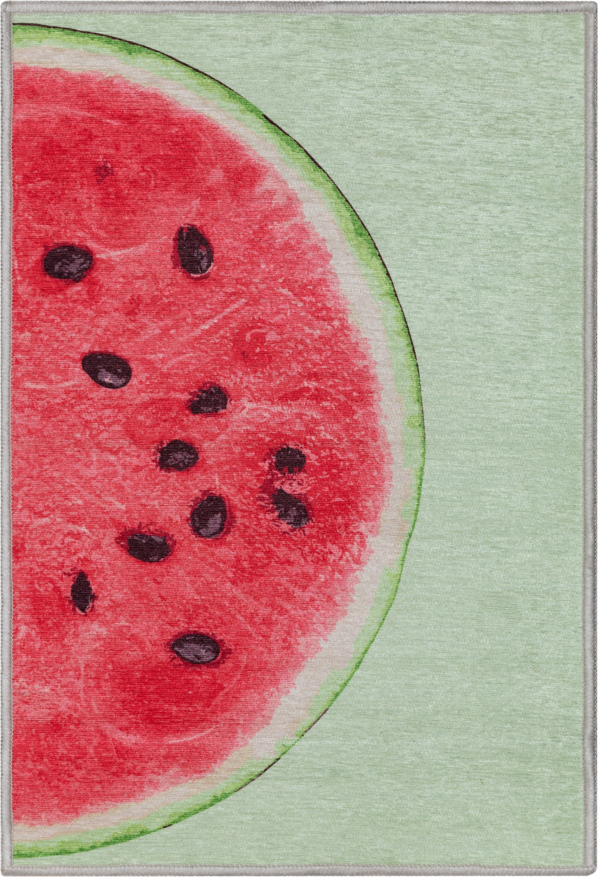 Flachgewebter Teppich &bdquo;Halbe Wassermelone Neuheit&ldquo; in Rot-Limette