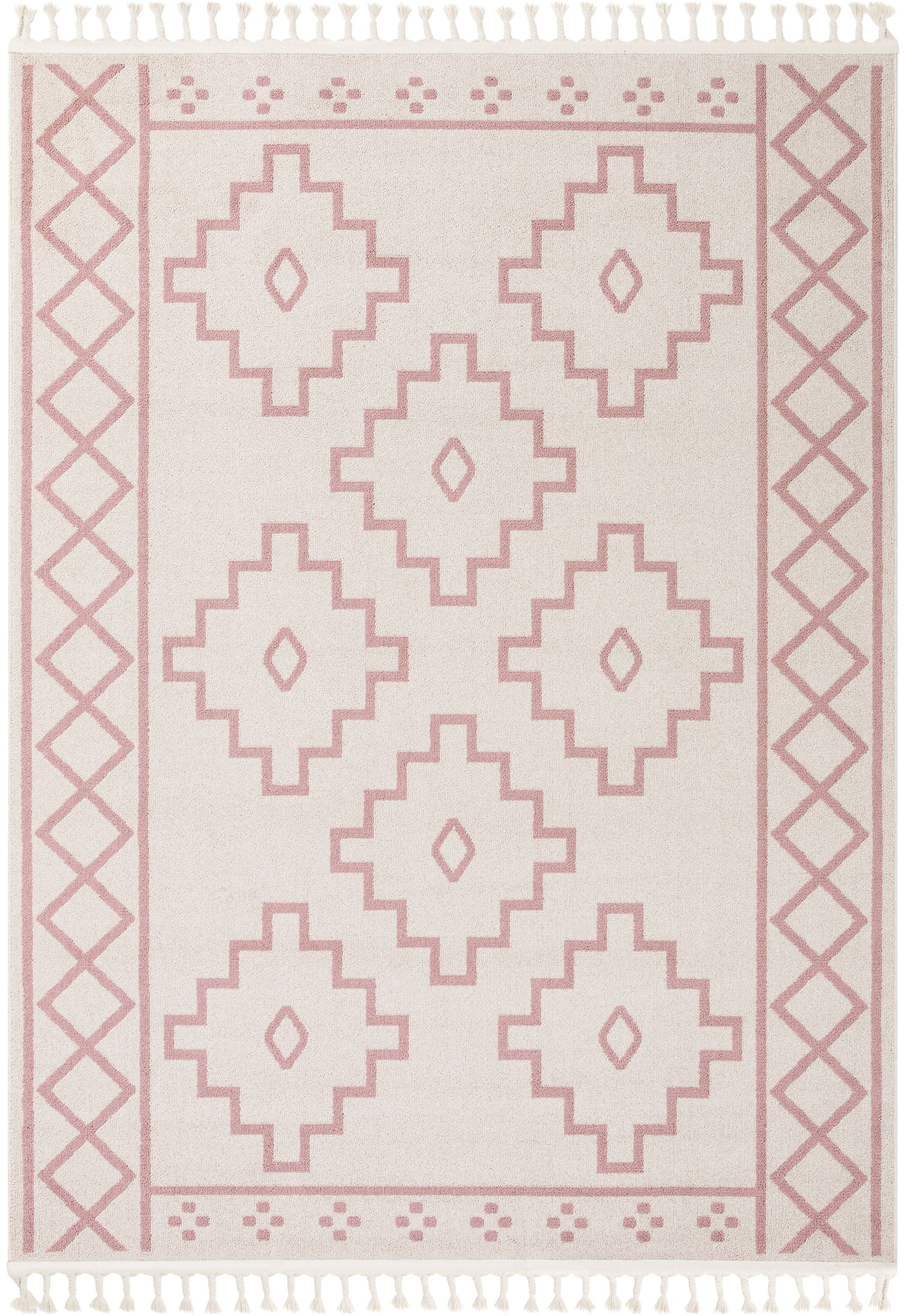 Mica Southwestern Tribal Geometrischer Teppich im Kelim-Stil in Blush