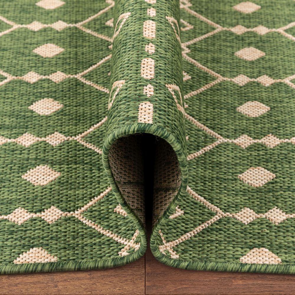 Nord Moroccan Tribal Indoor Outdoor Gr&uuml;ner Flachgewebe-Teppich