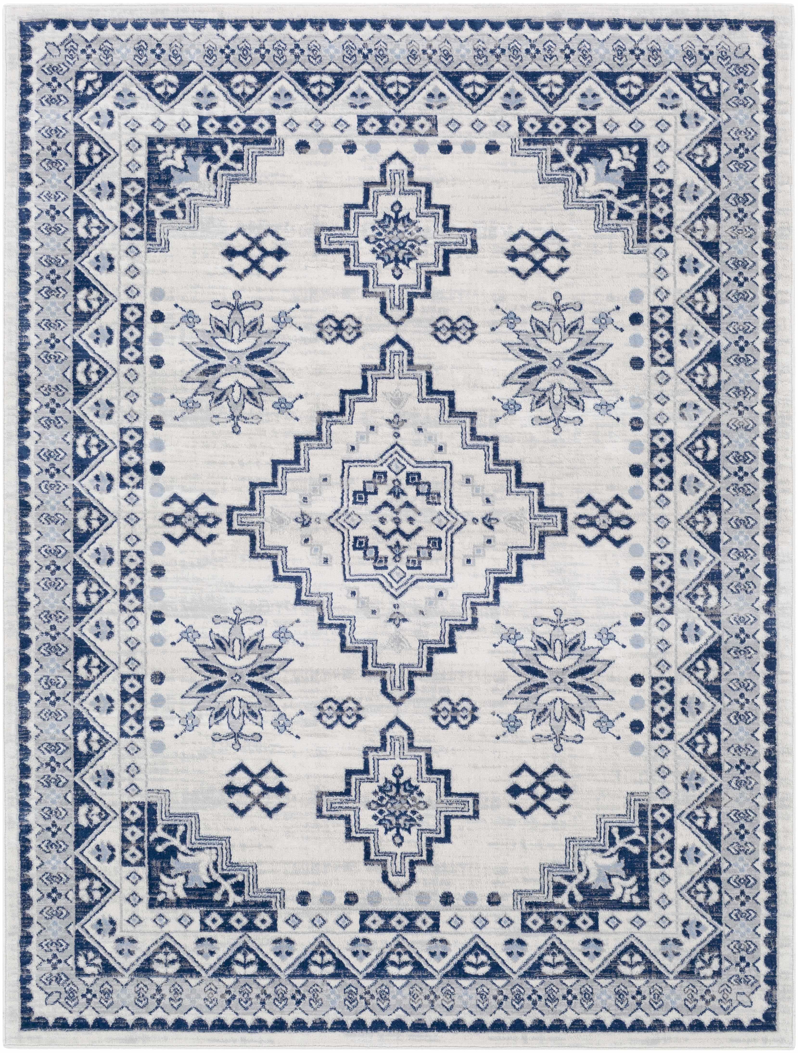 Ryton 9x12 Wei&szlig;/Blau Traditioneller Teppich &ndash; Ausverkauf