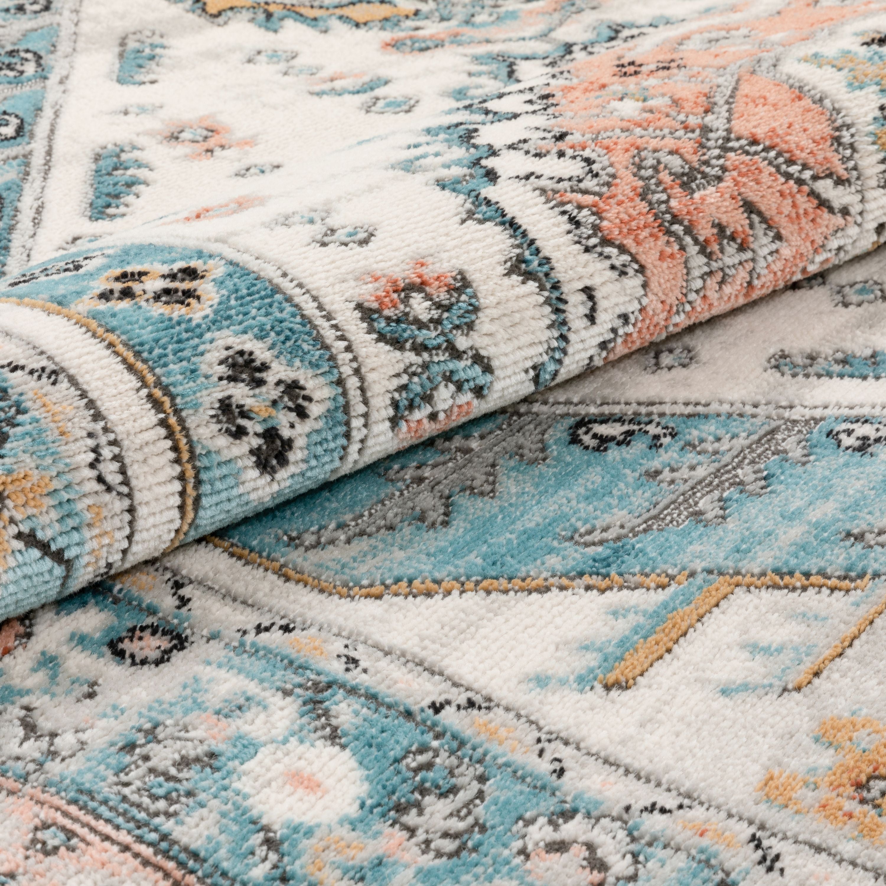 Jane Vintage b&ouml;hmischer aztekischer Tribal-Teppich in Blau