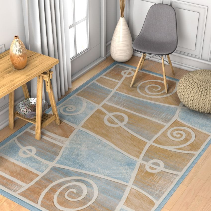 Moderner Teppich in Springfield-Blau