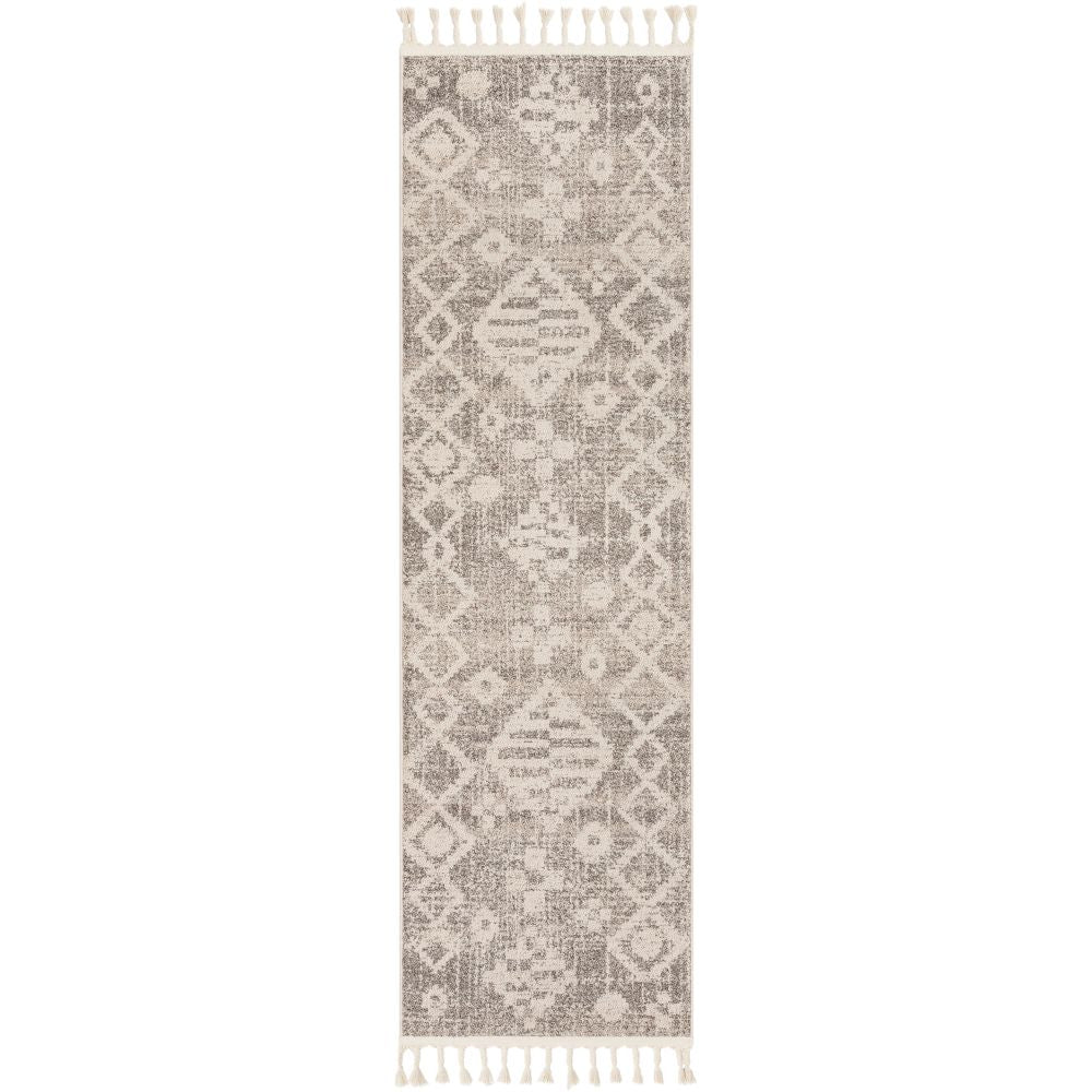 Romeo Marokkanischer Teppich im Kelim-Stil mit Stammesrautenmuster in Beige