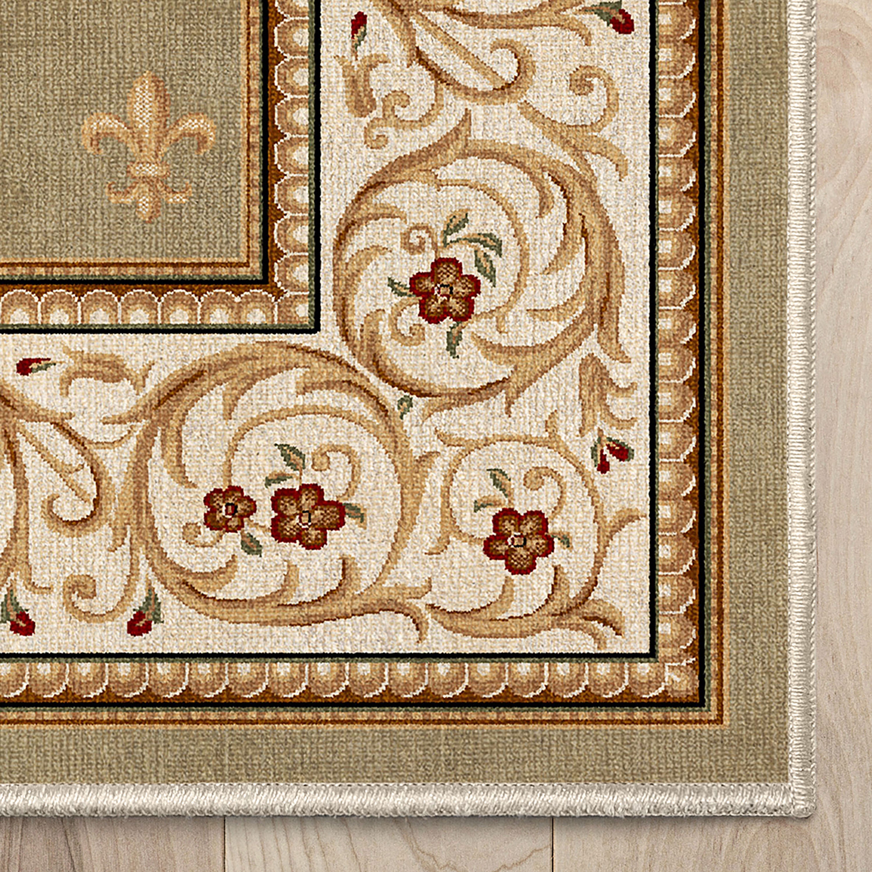L&auml;ufer in individueller Gr&ouml;&szlig;e, Fleur De Lis, traditionell, hellgr&uuml;n, w&auml;hlen Sie Ihre Breite x w&auml;hlen Sie Ihre L&auml;nge. Flurl&auml;ufer-Teppich