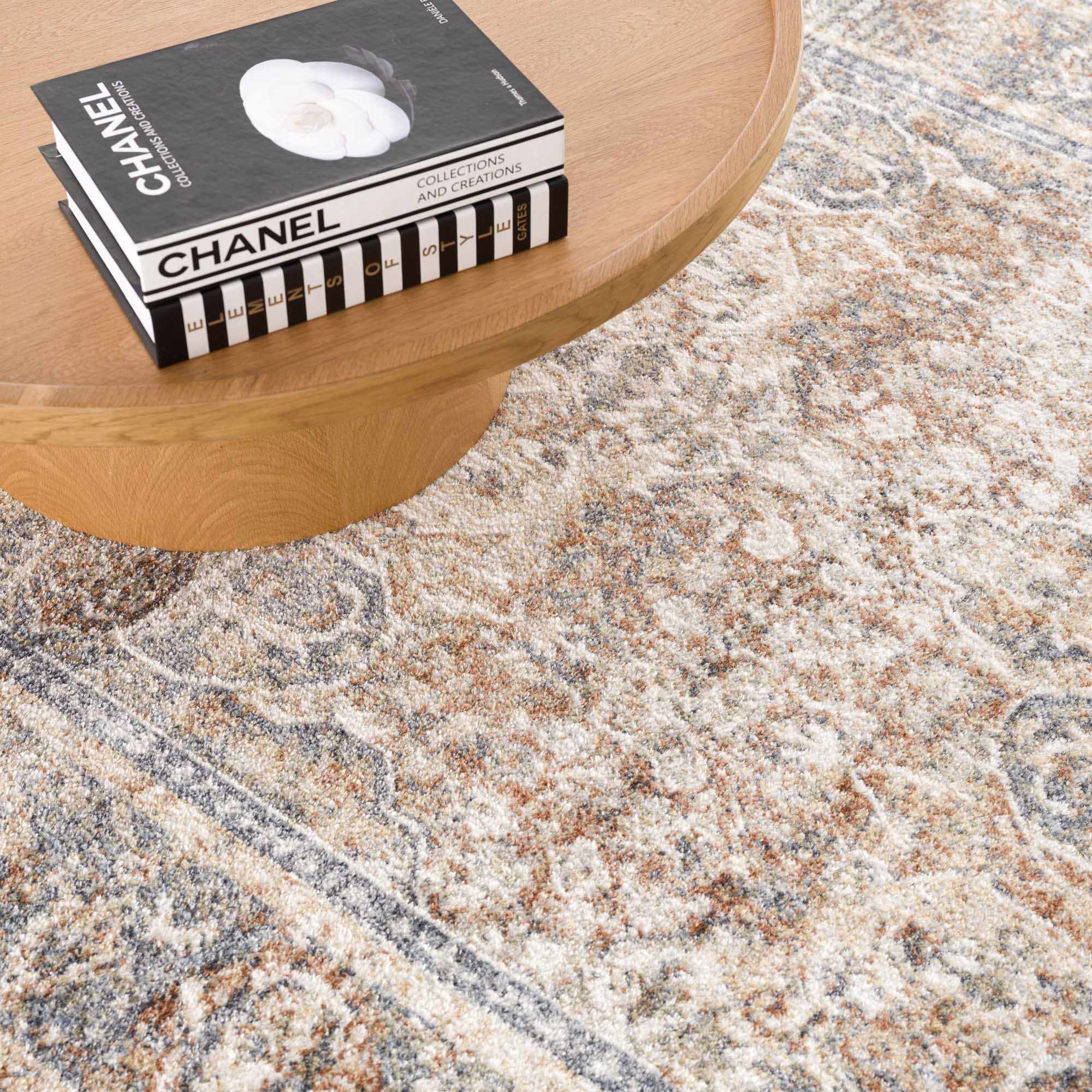 Waschbarer Teppich Arias in Beige und Blau