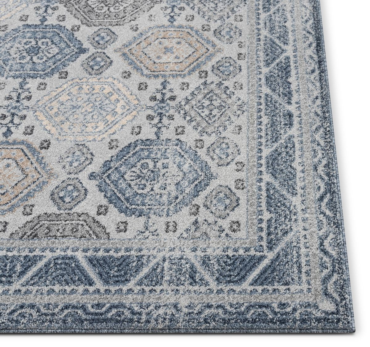 Abigail Blue Vintage Distressed Geometrischer Teppich