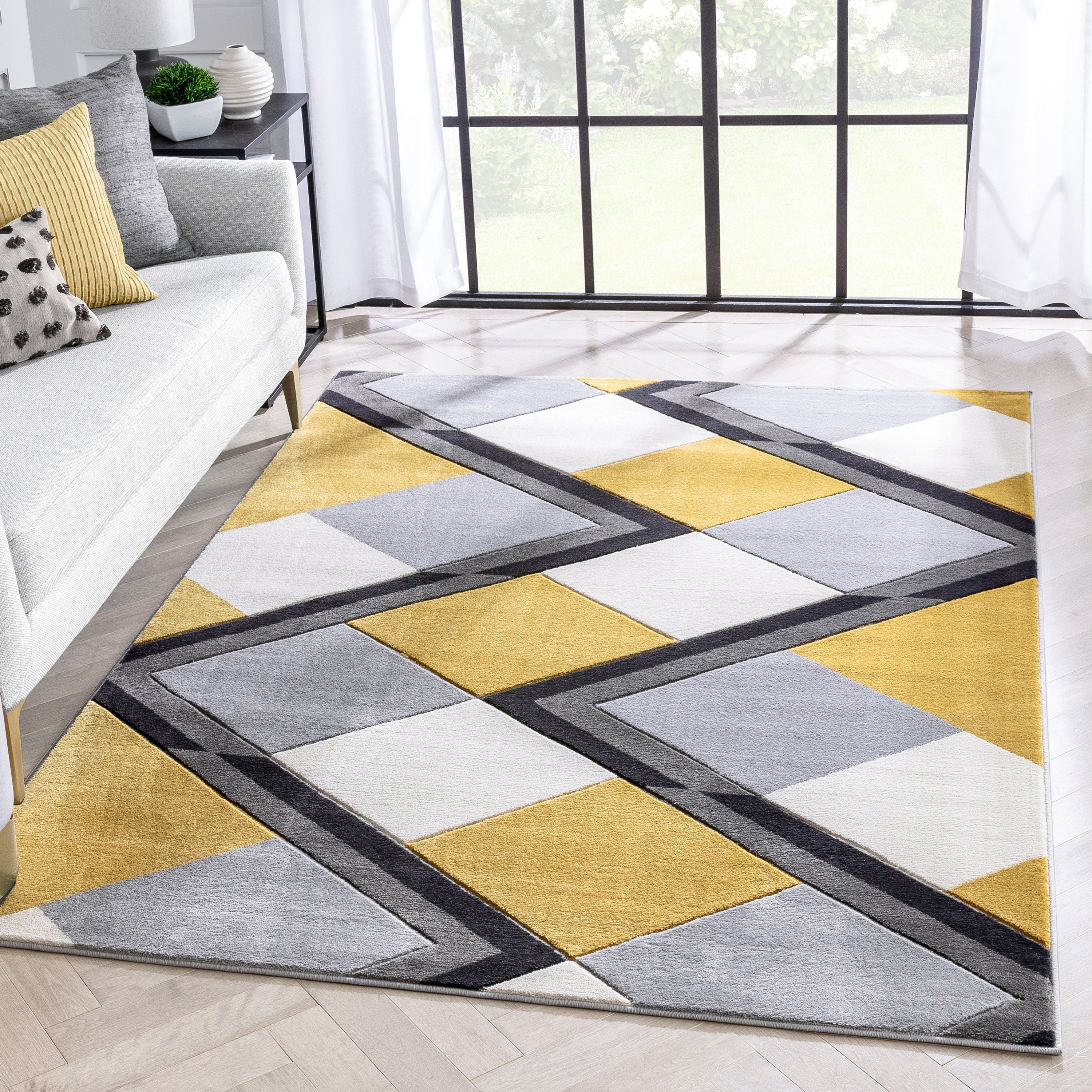 Nora Gold Moderner Teppich mit geometrischen Streifen und 3D-Struktur