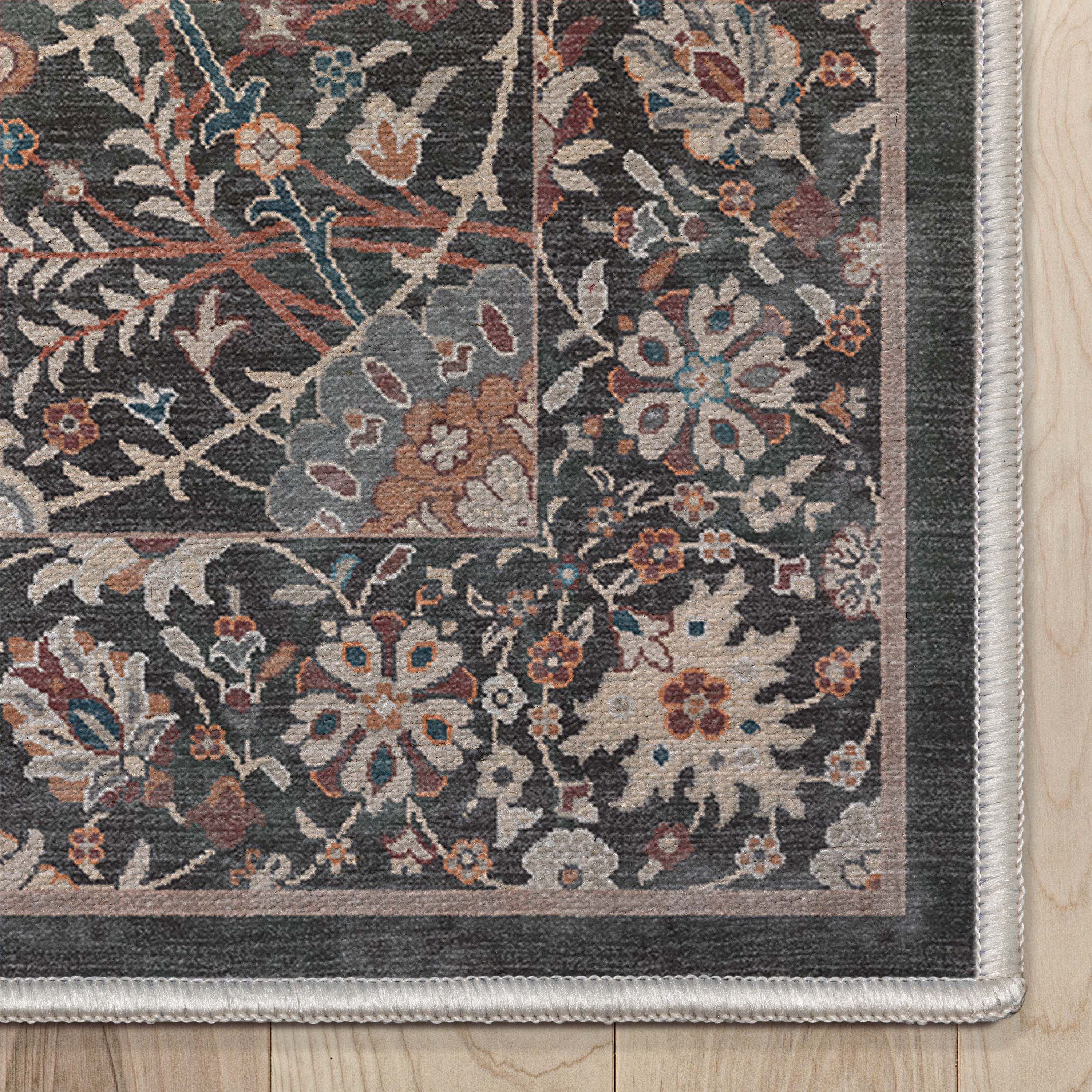 Liana Vintage Orientalischer Flachgewebe-Teppich in Anthrazit