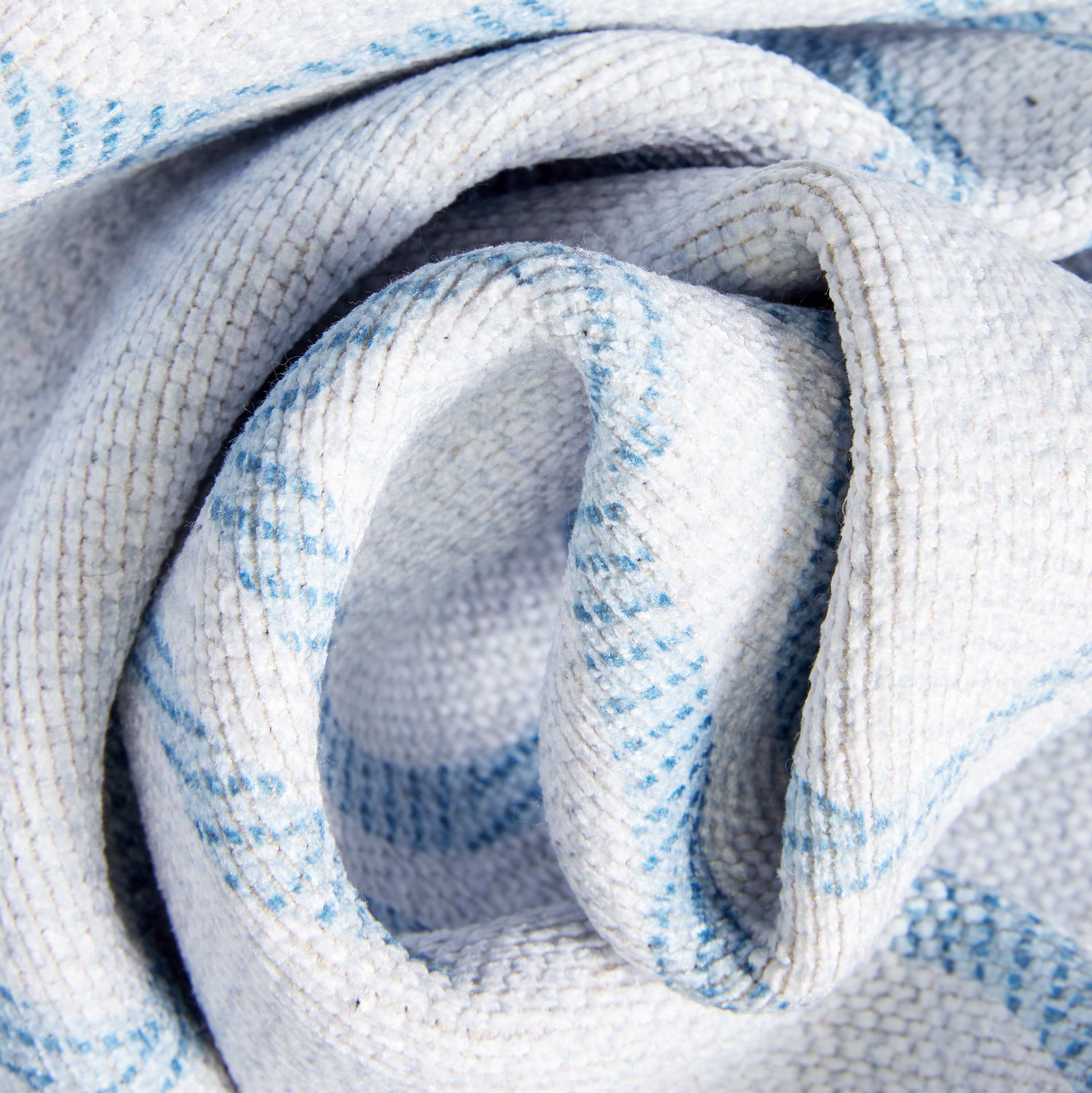 Lattice Marokkanischer Spalier-Teppich aus Elfenbein und Hellblau mit Flachgewebe