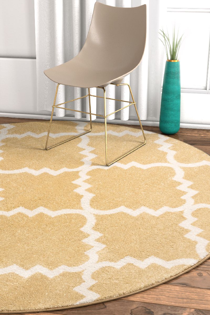 Lulu's Lattice Gold Moderner 5'3" runder Teppich