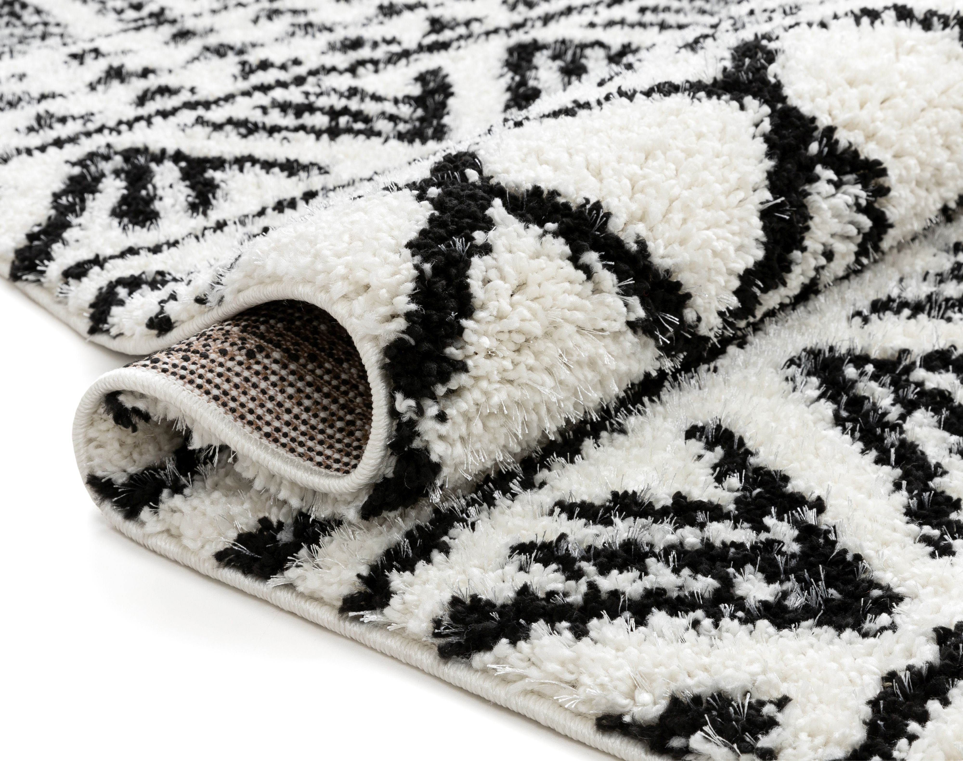 Tayanna Tribal marokkanischer Shag-Teppich aus Elfenbein