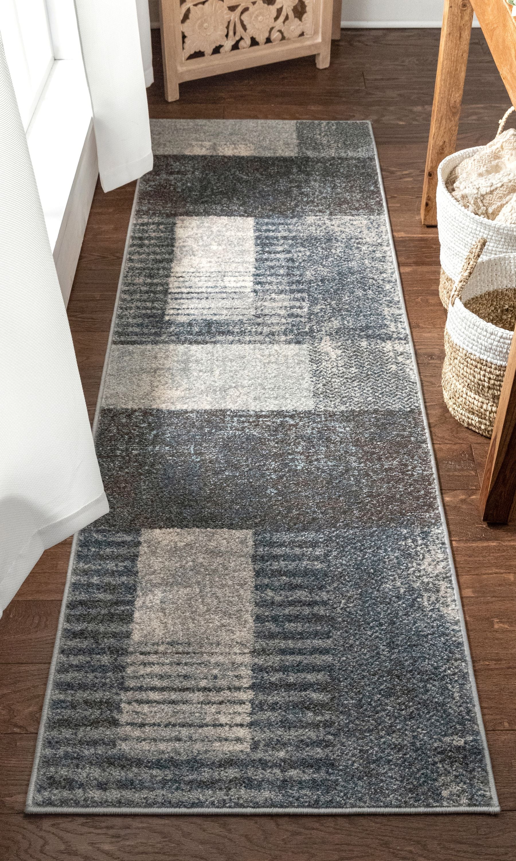 Geometrischer Teppich Laken in Used-Optik in Grau