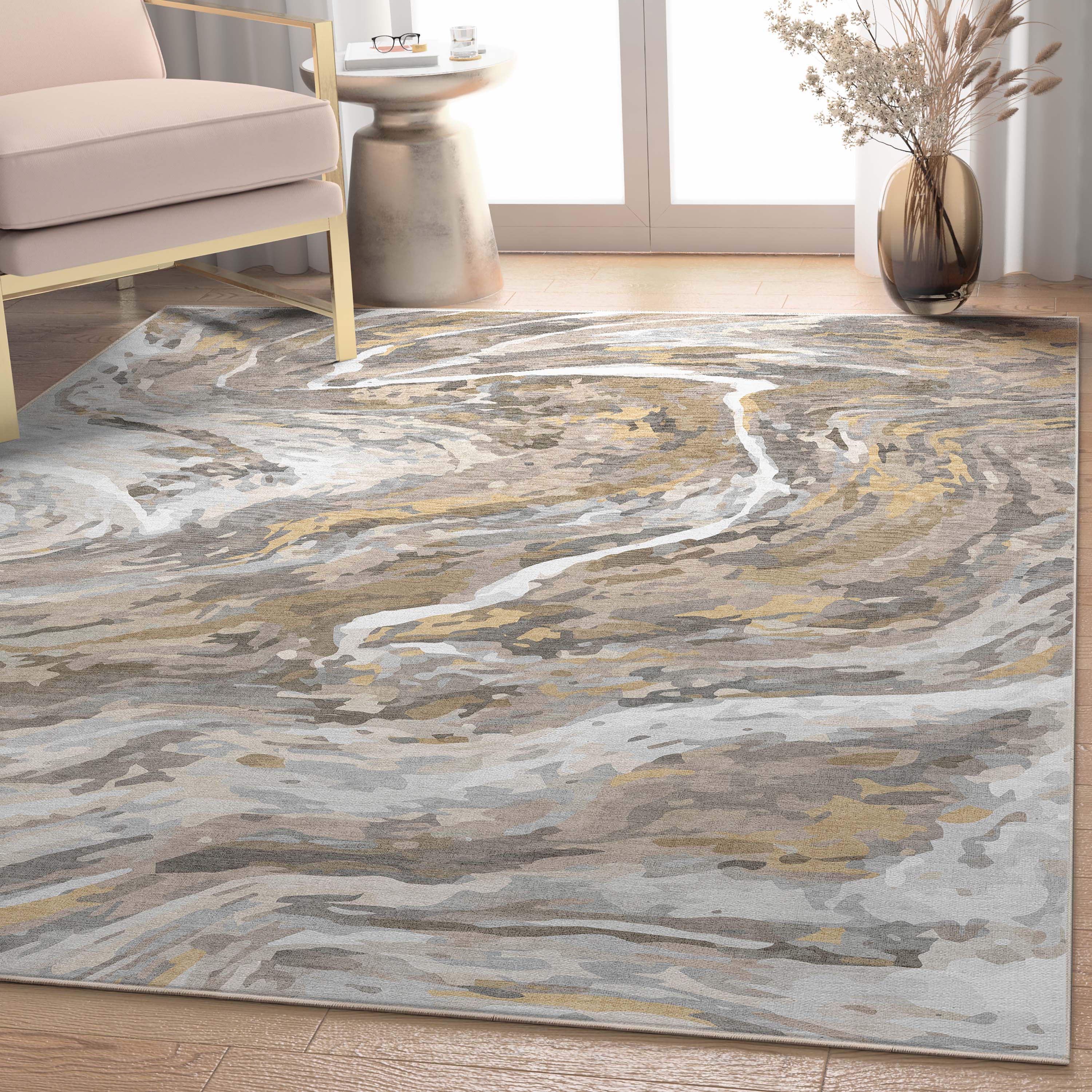 Dunes-Teppich aus abstraktem Marmor-Flachgewebe