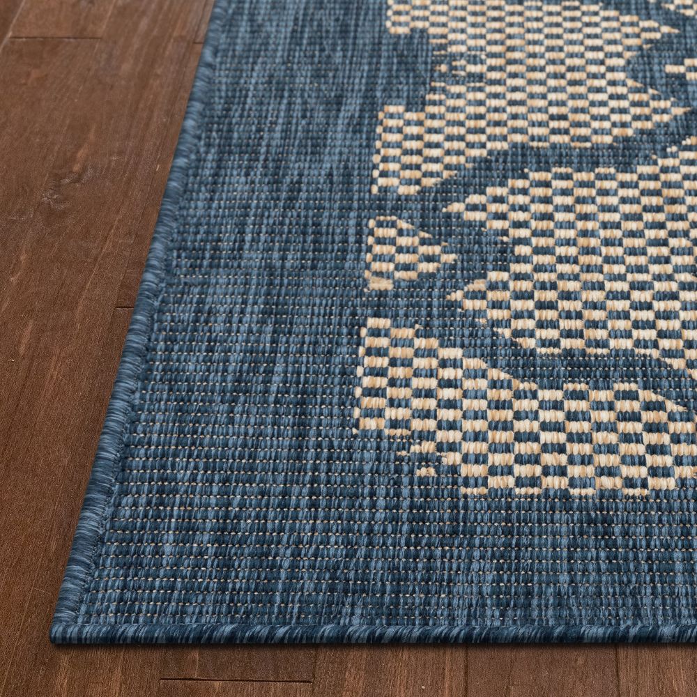 Sol Lattice Trellis Indoor Outdoor Blauer Flachgewebe-Teppich