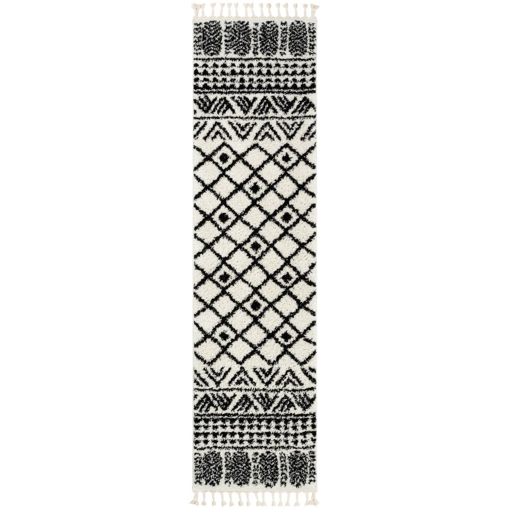 Tayanna Tribal marokkanischer Shag-Teppich aus Elfenbein