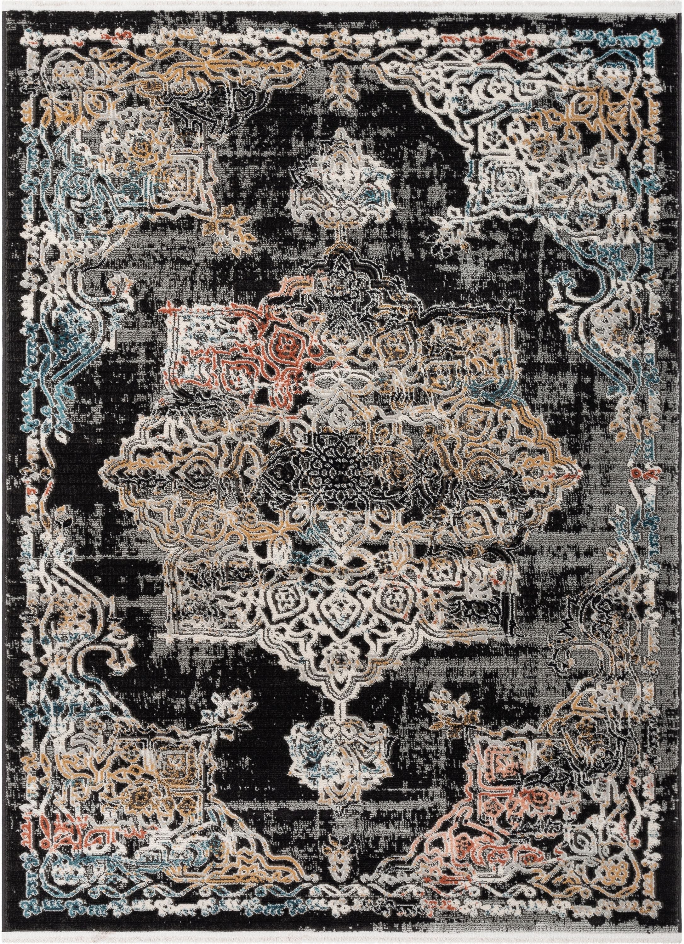 Maura Bohemian Vintage Medaillon orientalischer schwarzer Teppich