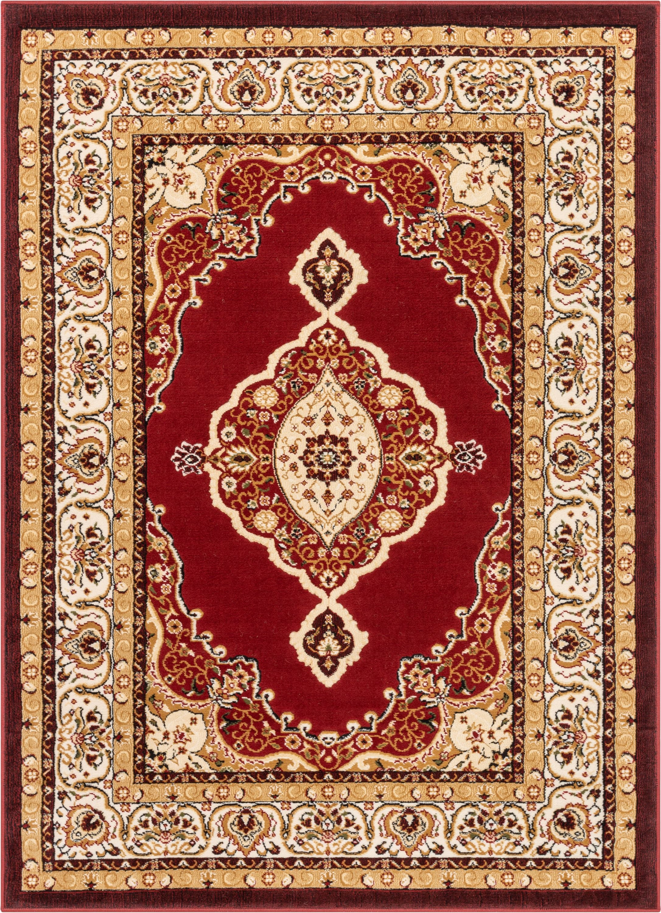Isfahan-Medaillon-roter traditioneller Teppich